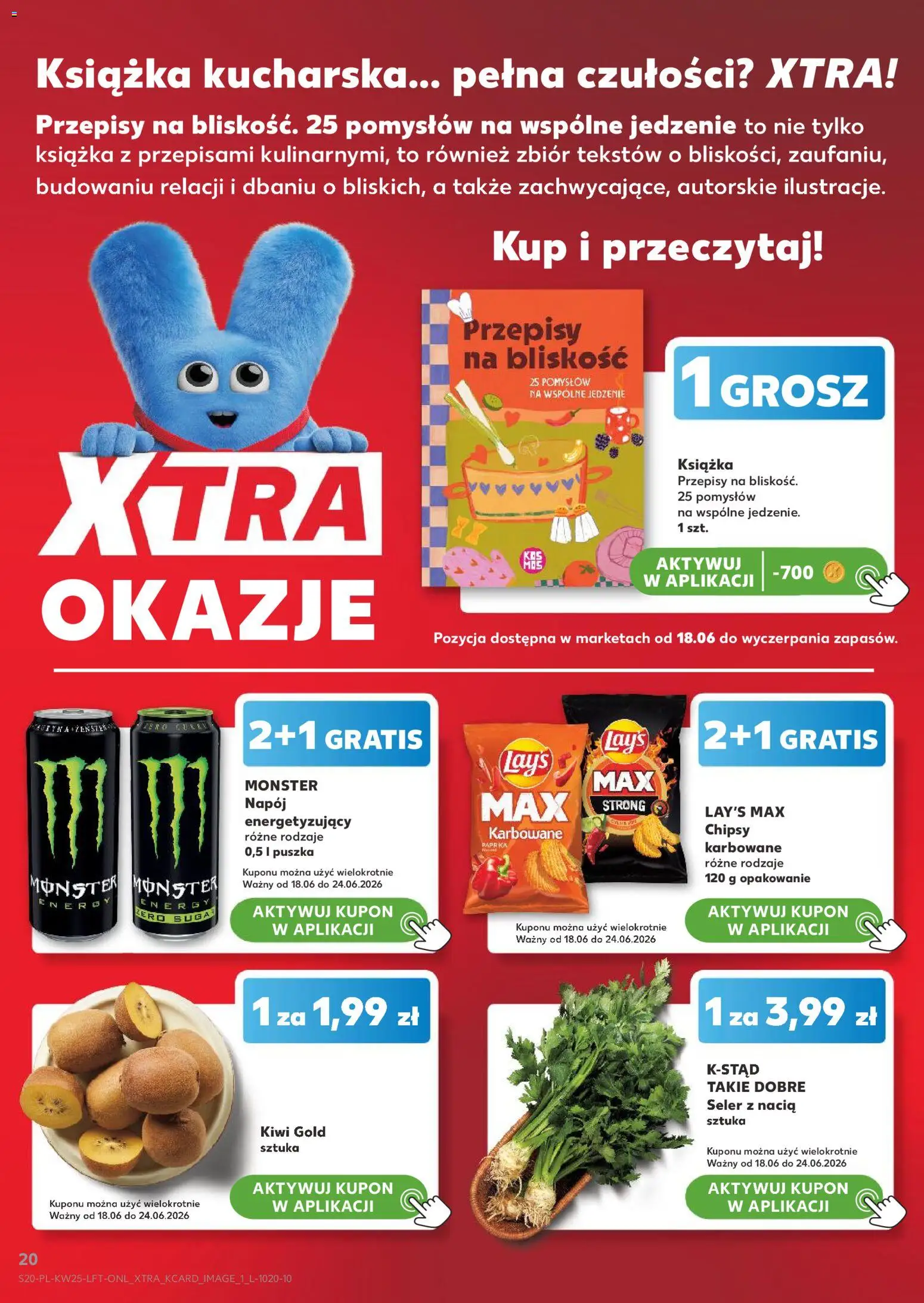 Kaufland gazetka od 18.06.2026 | Strona: 20 | Produkty: Chipsy, Książka kucharska, Kiwi, Cukier