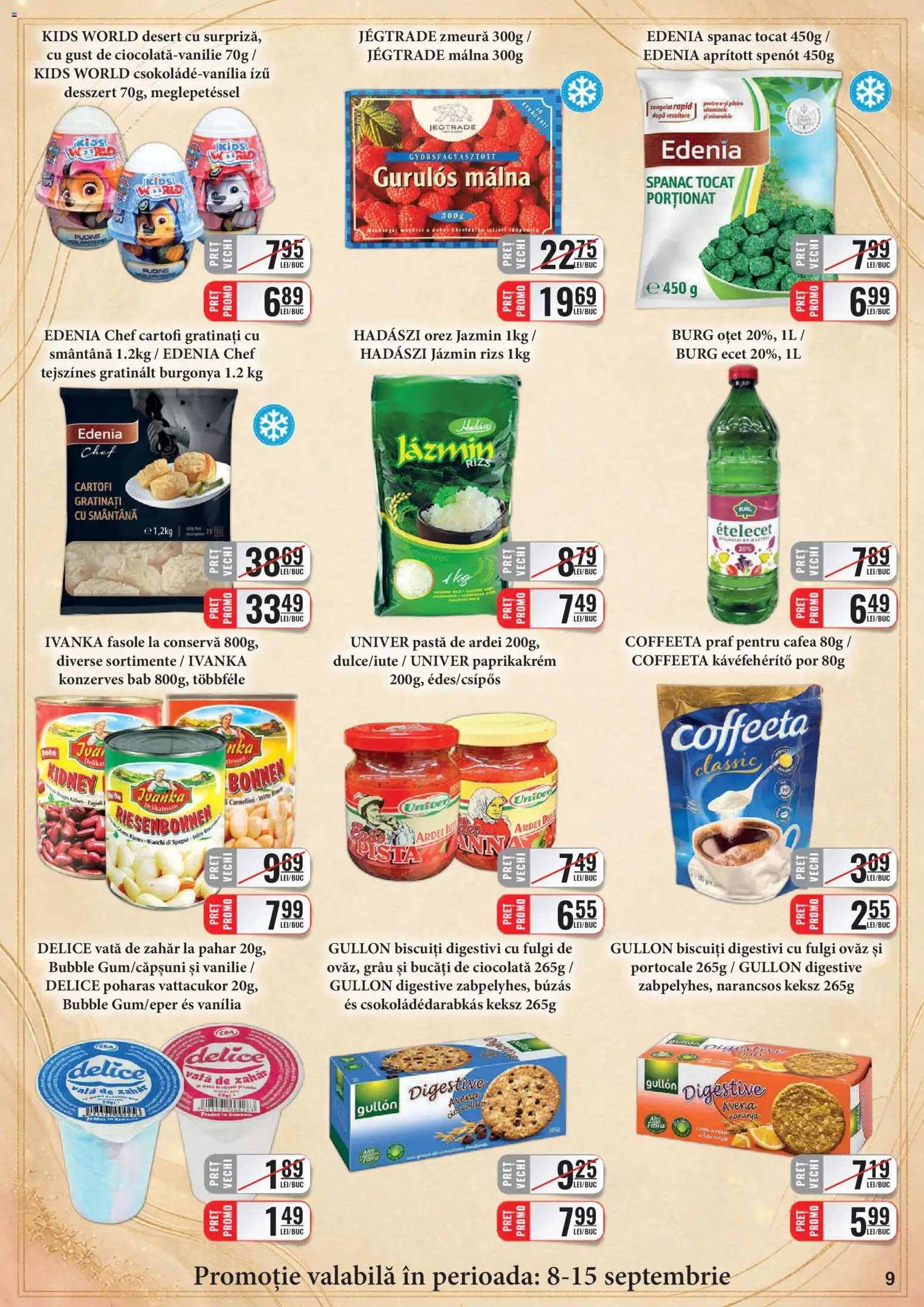 Noul catalog CBA – valabil de la 01.09.2026 | Pagină: 9 | Produse: Spanac, Oțet, Smântână, Desert