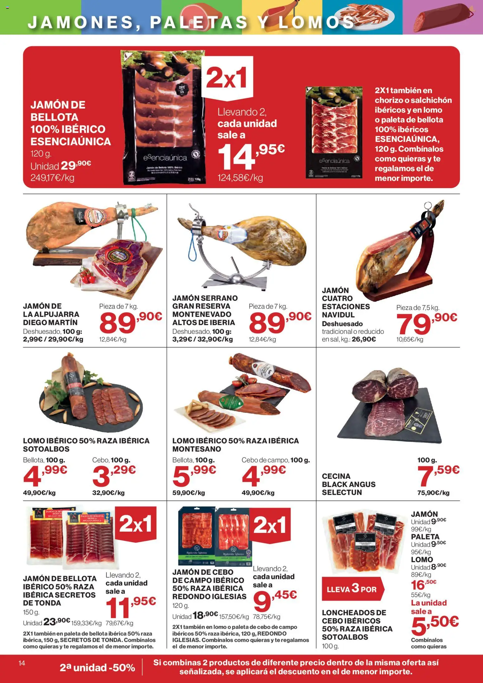 Hipercor catálogo │ válido desde el 24/09/2026 | Página: 14 | Productos: Jamón serrano, Lomo, Jamón, Té