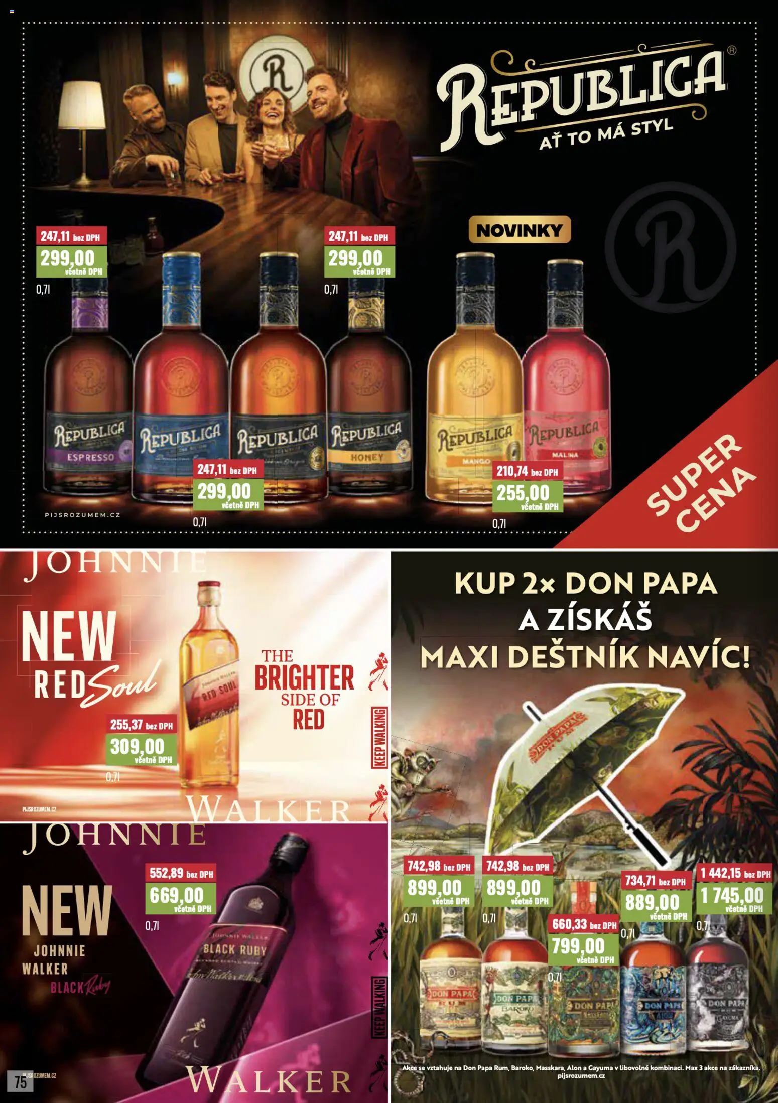 Ratio leták od 01.10.2026 | Strana: 75 | Produkty: Mango, Deštník, Republica, Don papa