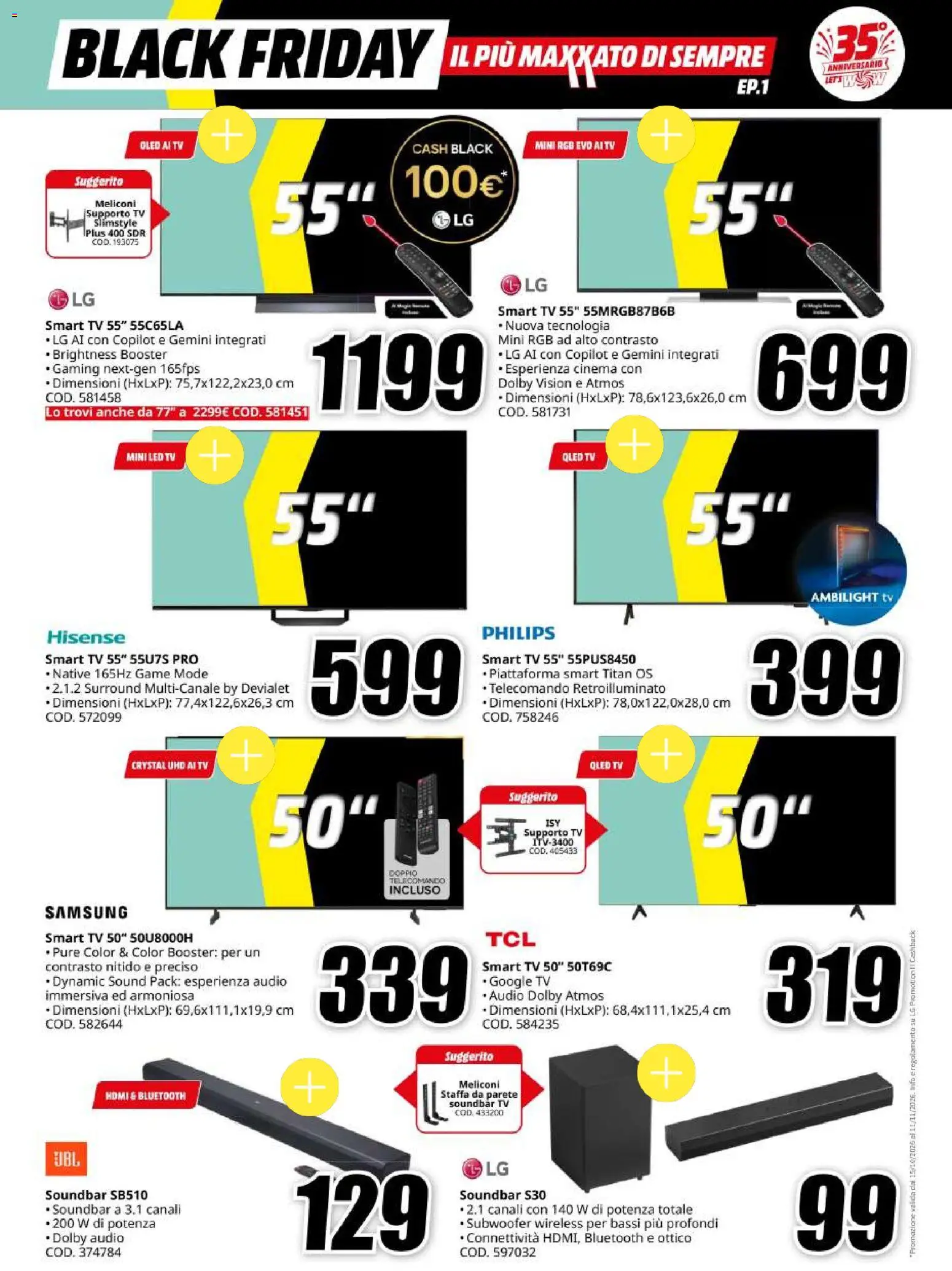 Volantino Media World del 30/10/2026 | Pagina: 16 | Prodotti: smart TV, Soundbar, Audio, Samsung