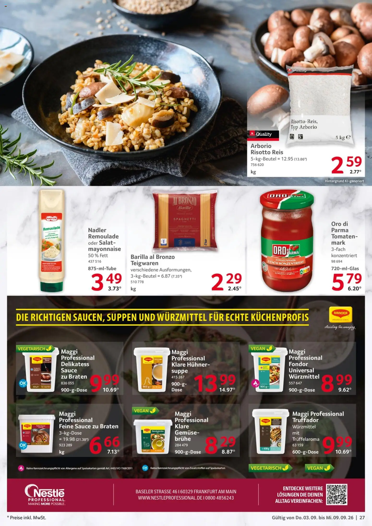 Selgros Prospekt – gültig ab 03.09.2026 | Seite: 27 | Produkte: Maggi, Barilla, Brühe, Salat