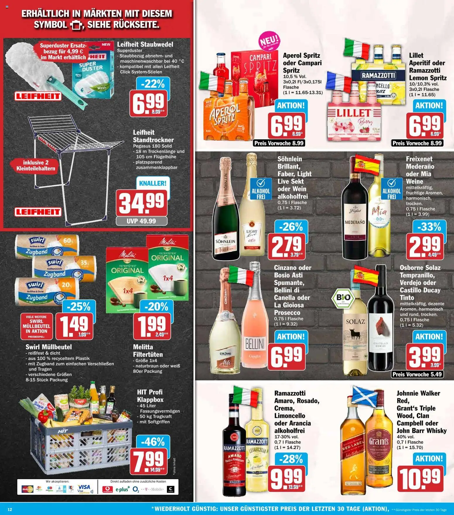 HIT Prospekt – gültig ab 14.09.2026 | Seite: 12 | Produkte: Whisky, Melitta, Osborne, Alkohol