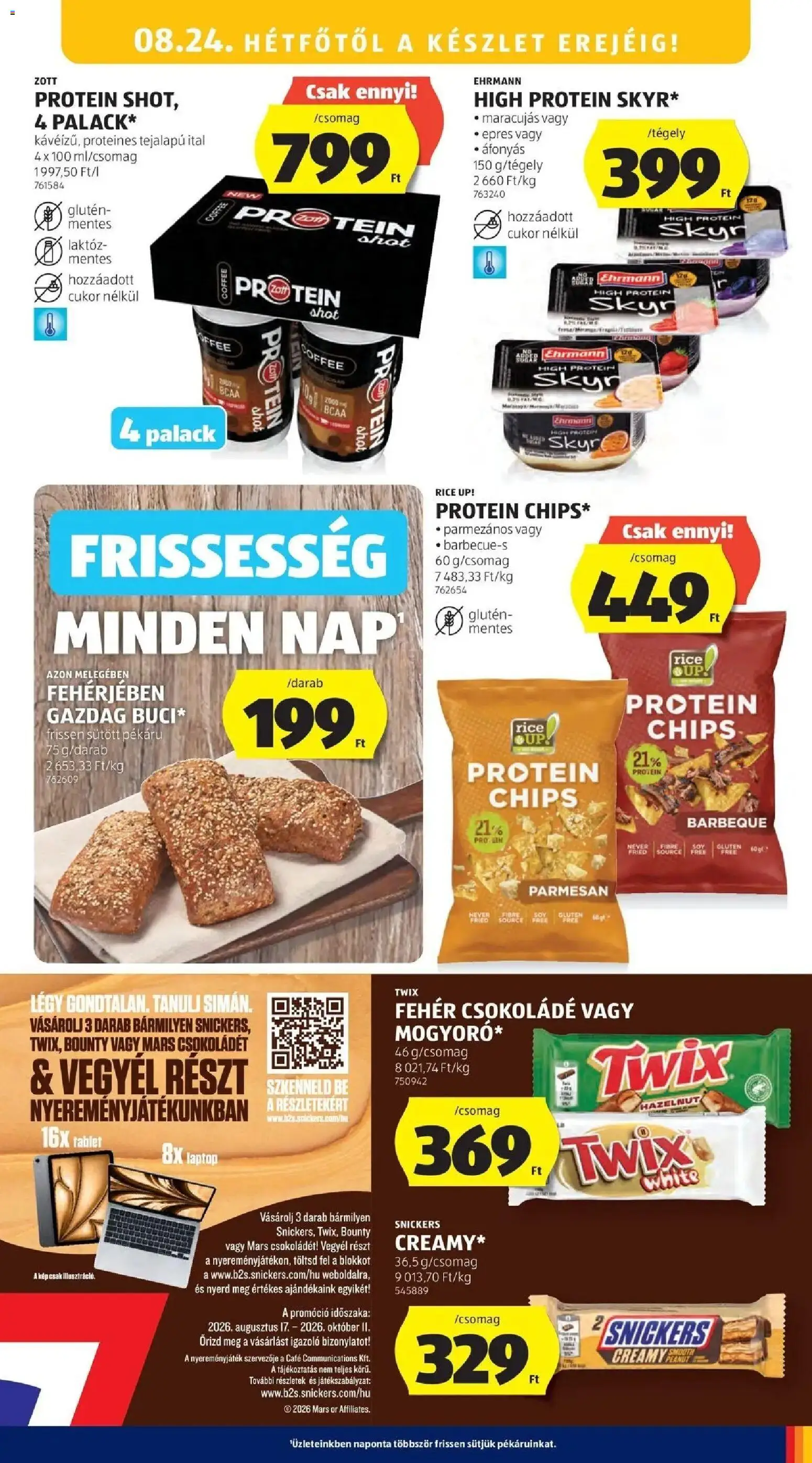Aldi aktuális akciós újság - 2026.08.21. -tól/töl > akció, lapozható szórólap 🛍️ | Oldal: 15 | Termékek: Áfonya, Chips, Laptop, Bounty