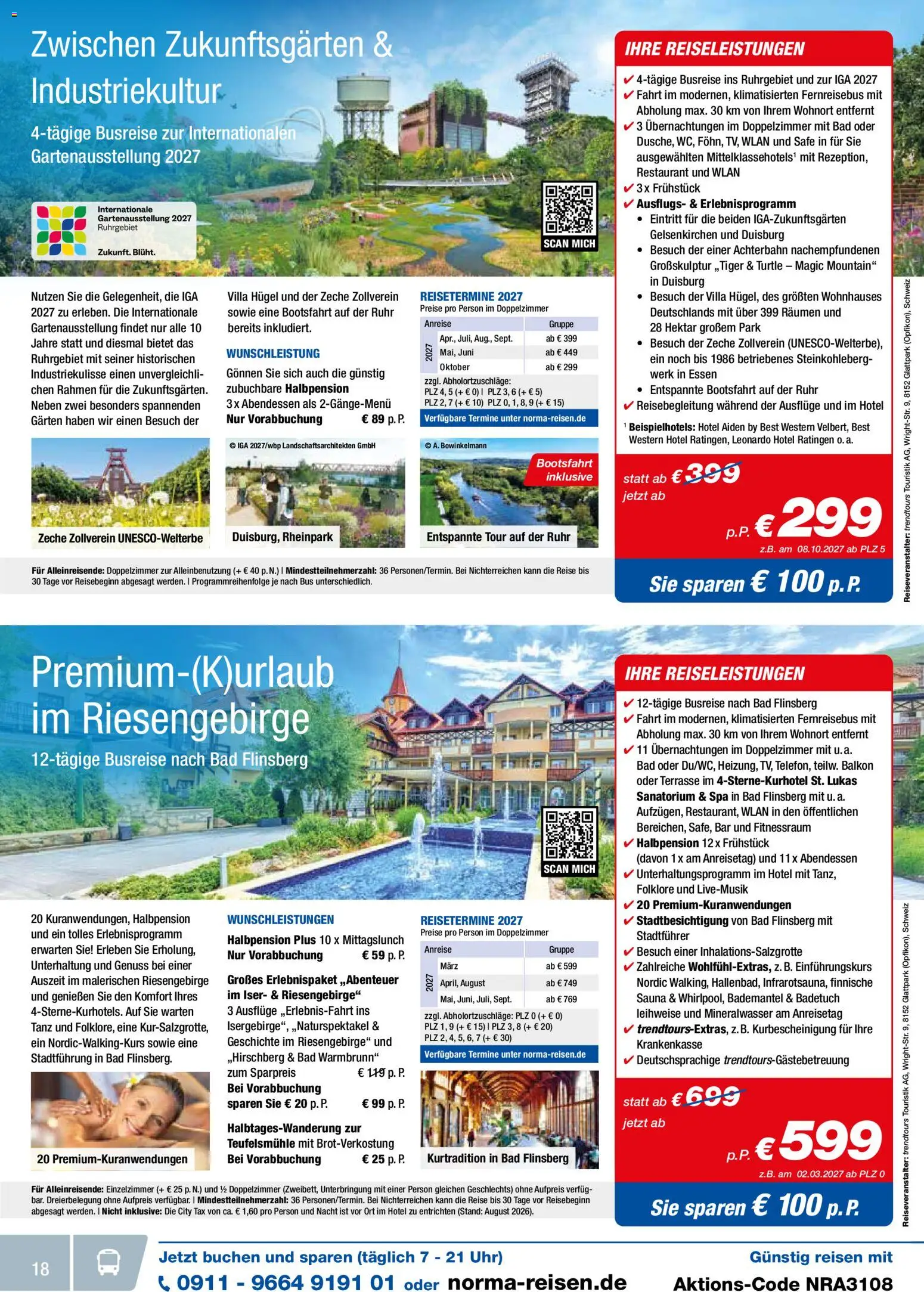 Norma Reisen – gültig ab 01.08.2026 | Seite: 18 | Produkte: Bad, Mineralwasser, Bademantel, Uhr