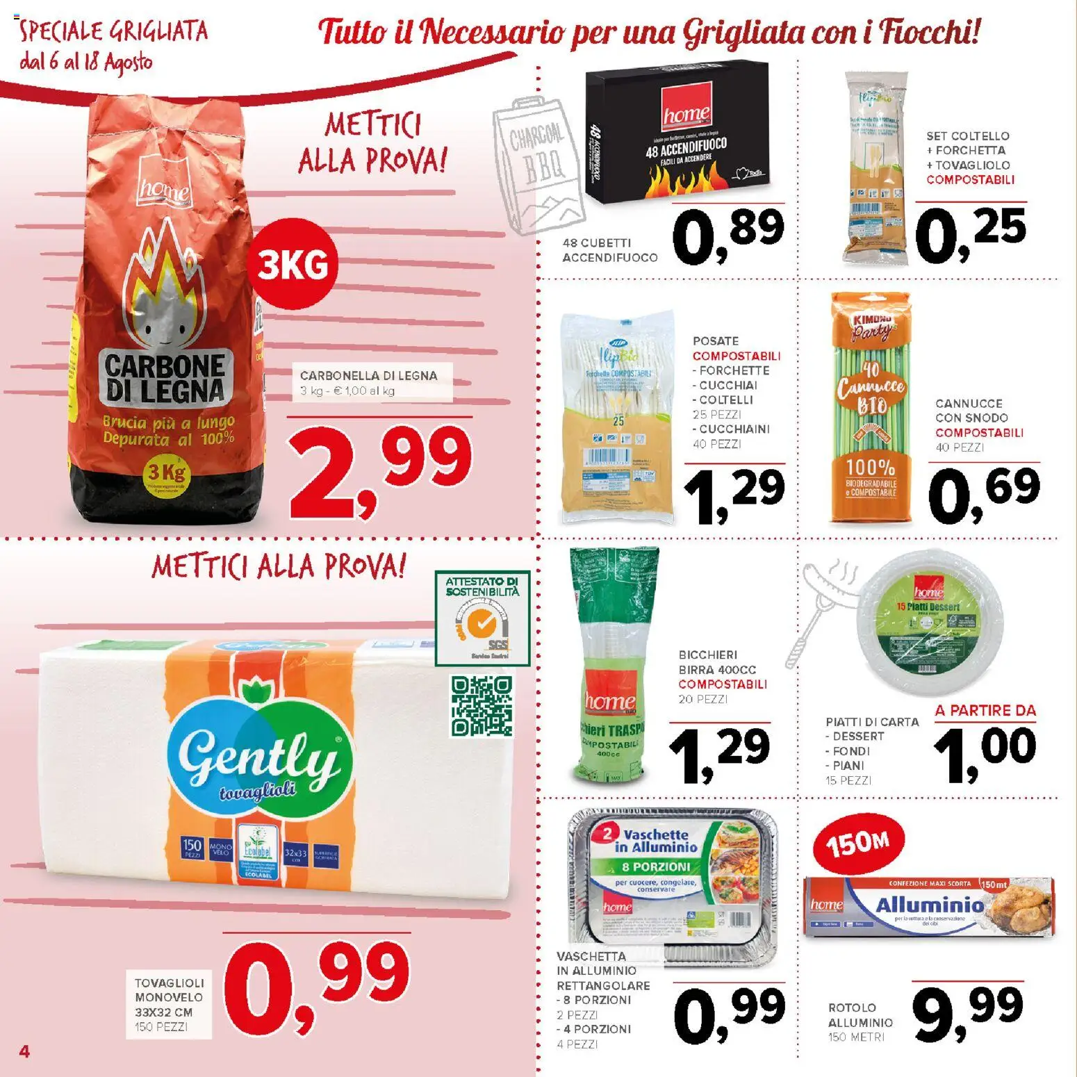 Volantino Todis del 06/08/2026 | Pagina: 4 | Prodotti: Posate, Birra, Fiocchi, Vaschette