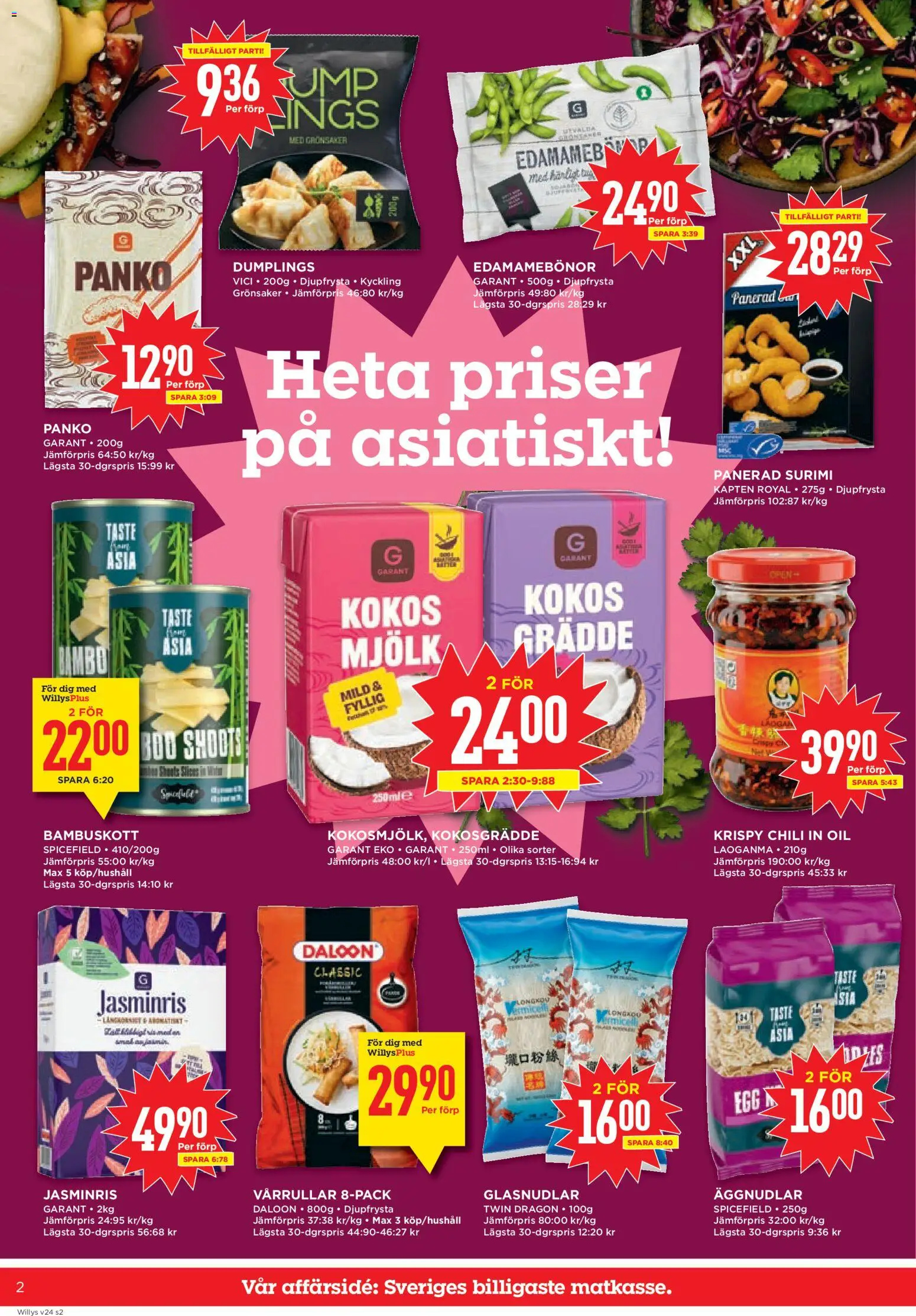 Willys reklamblad aktuell från 08.06.2026 | Sida: 2 | Produkter: Mjölk, Chili, Glass, Grädde