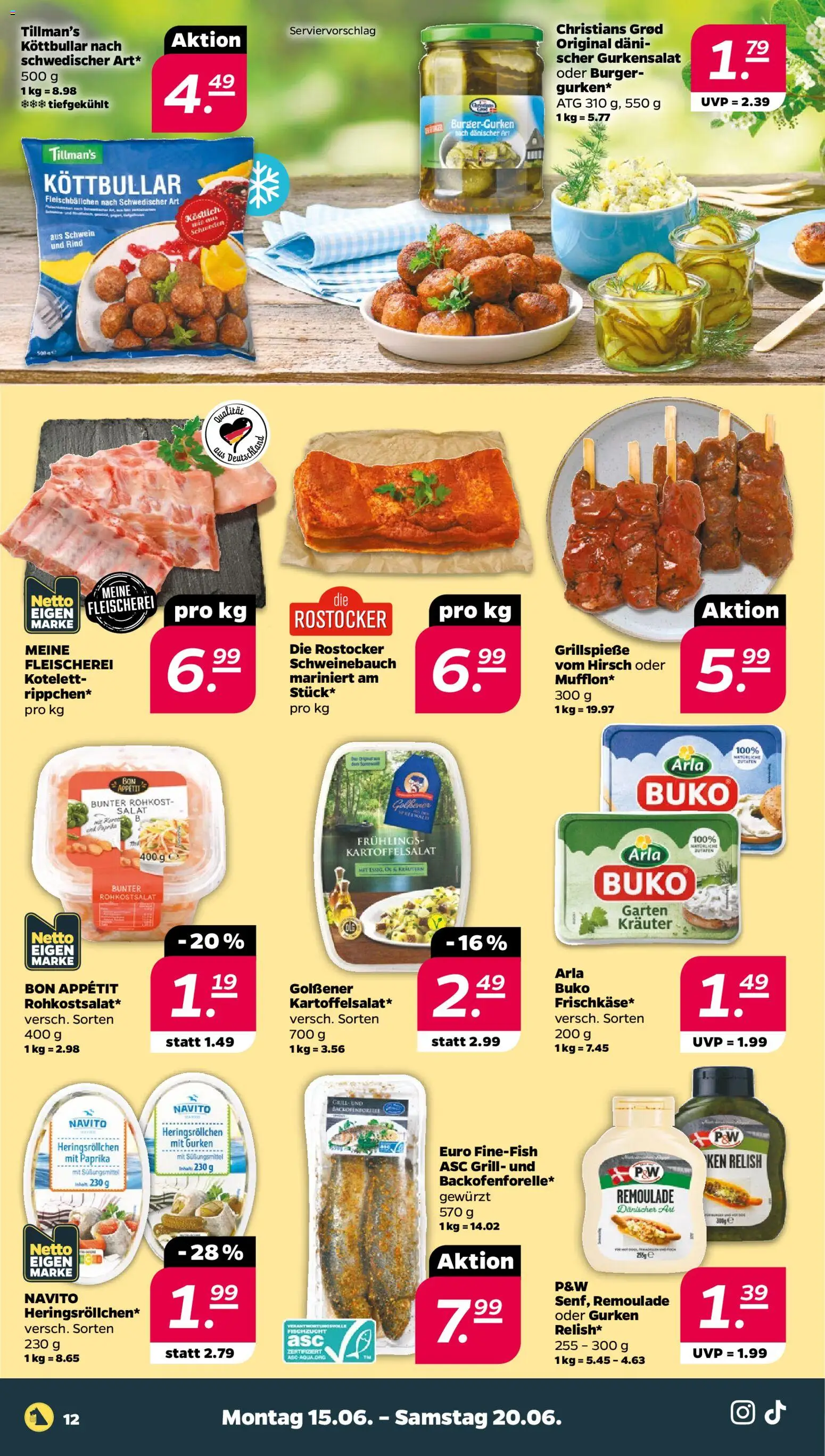 Netto Prospekt – gültig ab 15.06.2026 | Seite: 12 | Produkte: Grill, Schweinebauch, Burger, Gurken