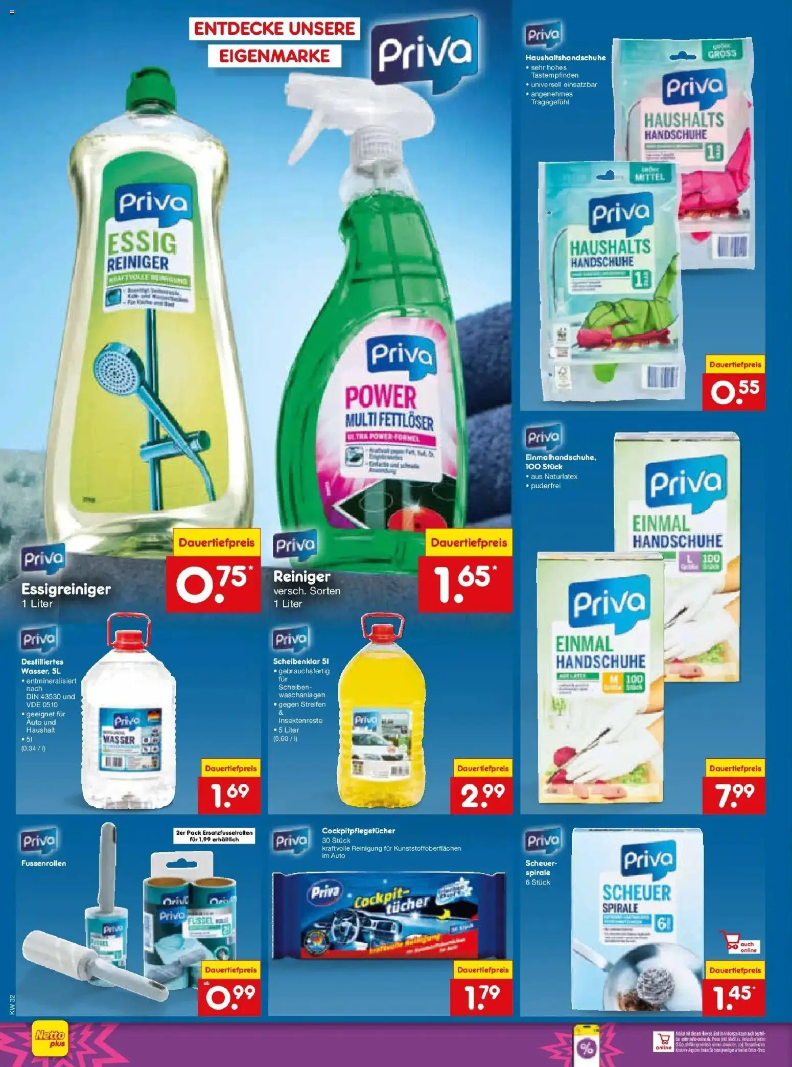 Netto Marken-Discount Prospekt Weimar – gültig ab 03.08.2026 | Seite: 16 | Produkte: Essig, Wasser, Handschuhe
