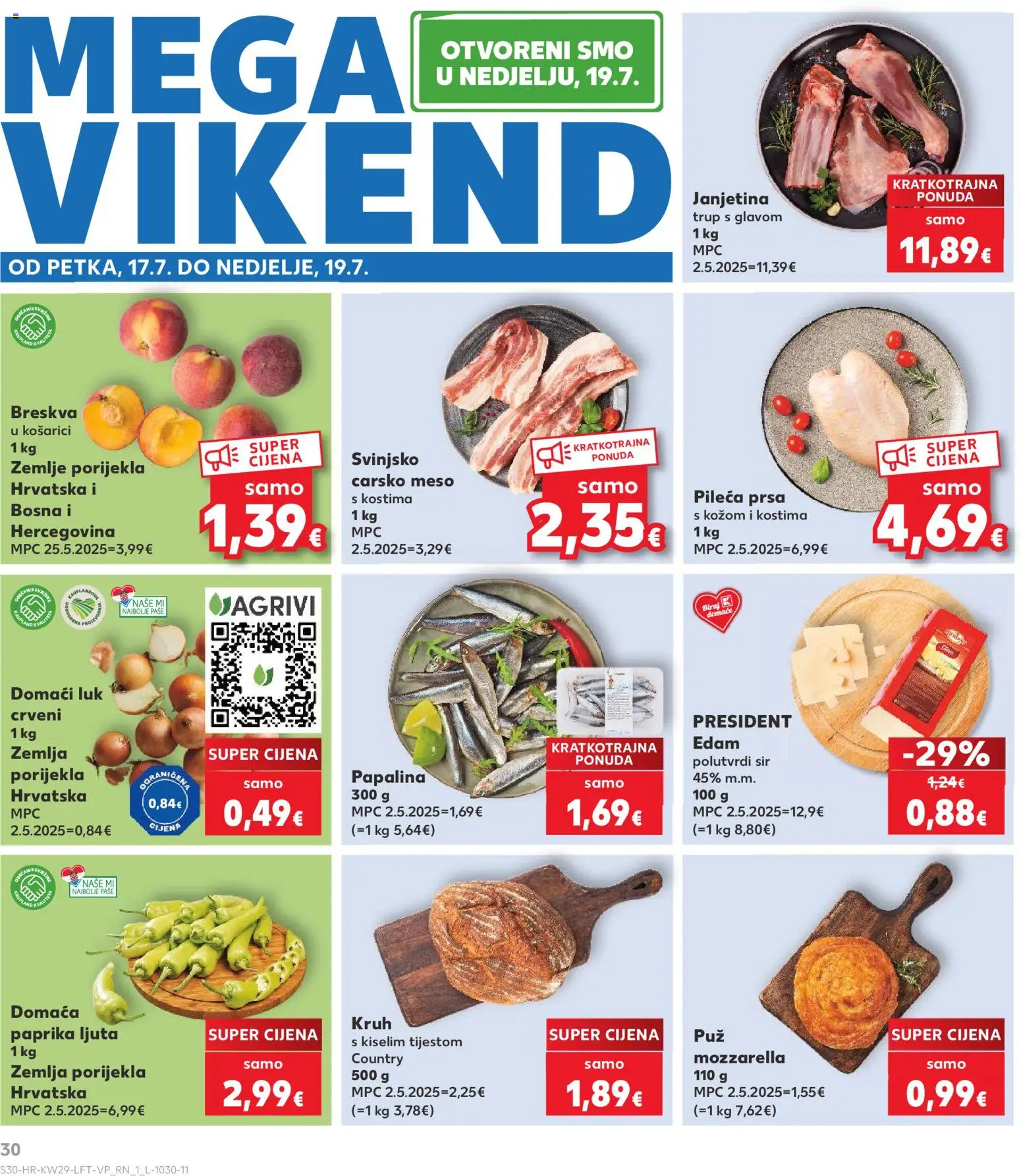 Kaufland katalog | vrijedi od 15.07.2026 | Stranica: 30 | Proizvodi: Mozzarella, Paprika, Luk, Breskva