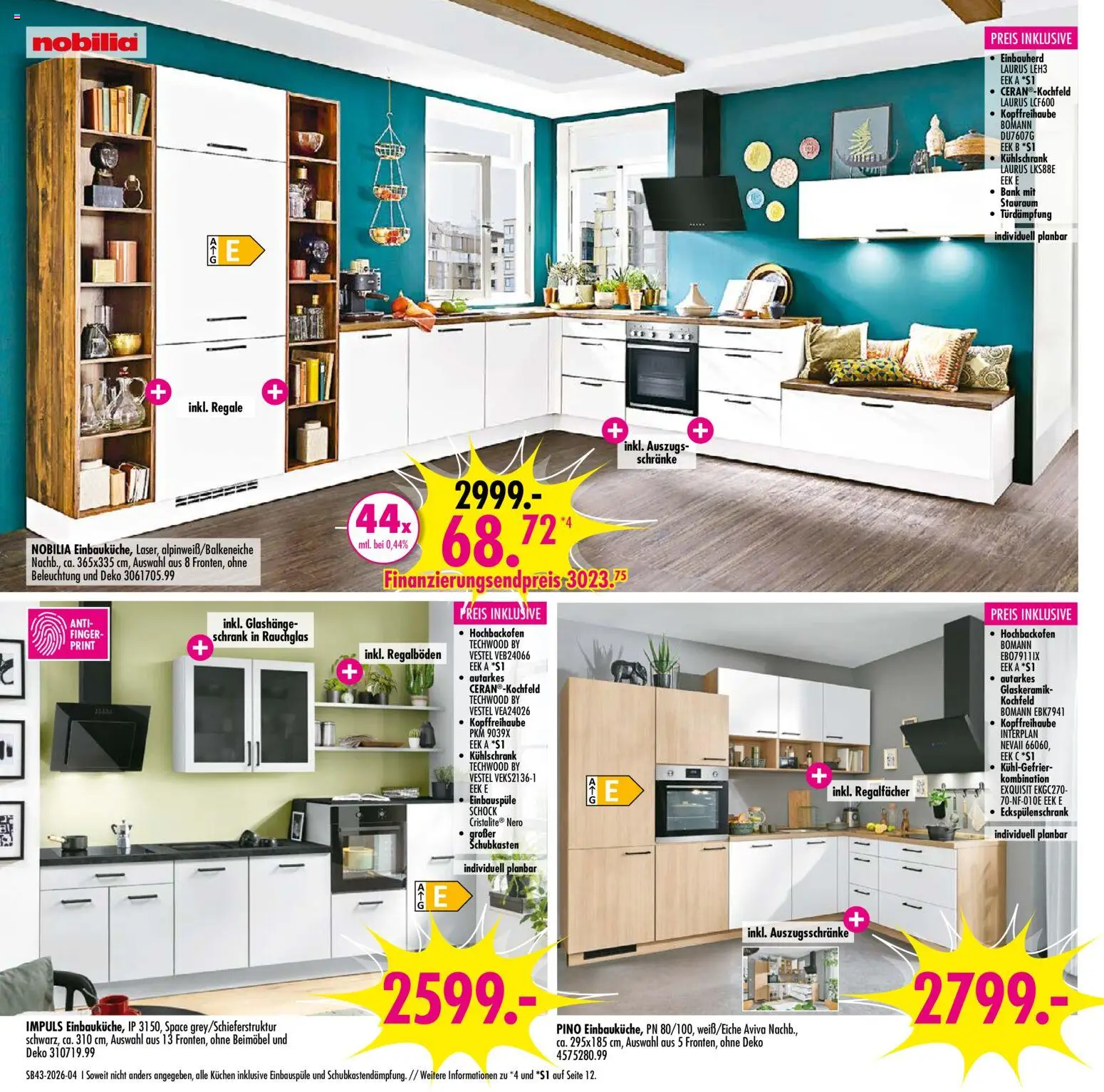 SB Möbel Boss Prospekt – gültig ab 17.10.2026 | Seite: 4 | Produkte: Schrank, Kühlschrank, Kochfeld, Kuchen