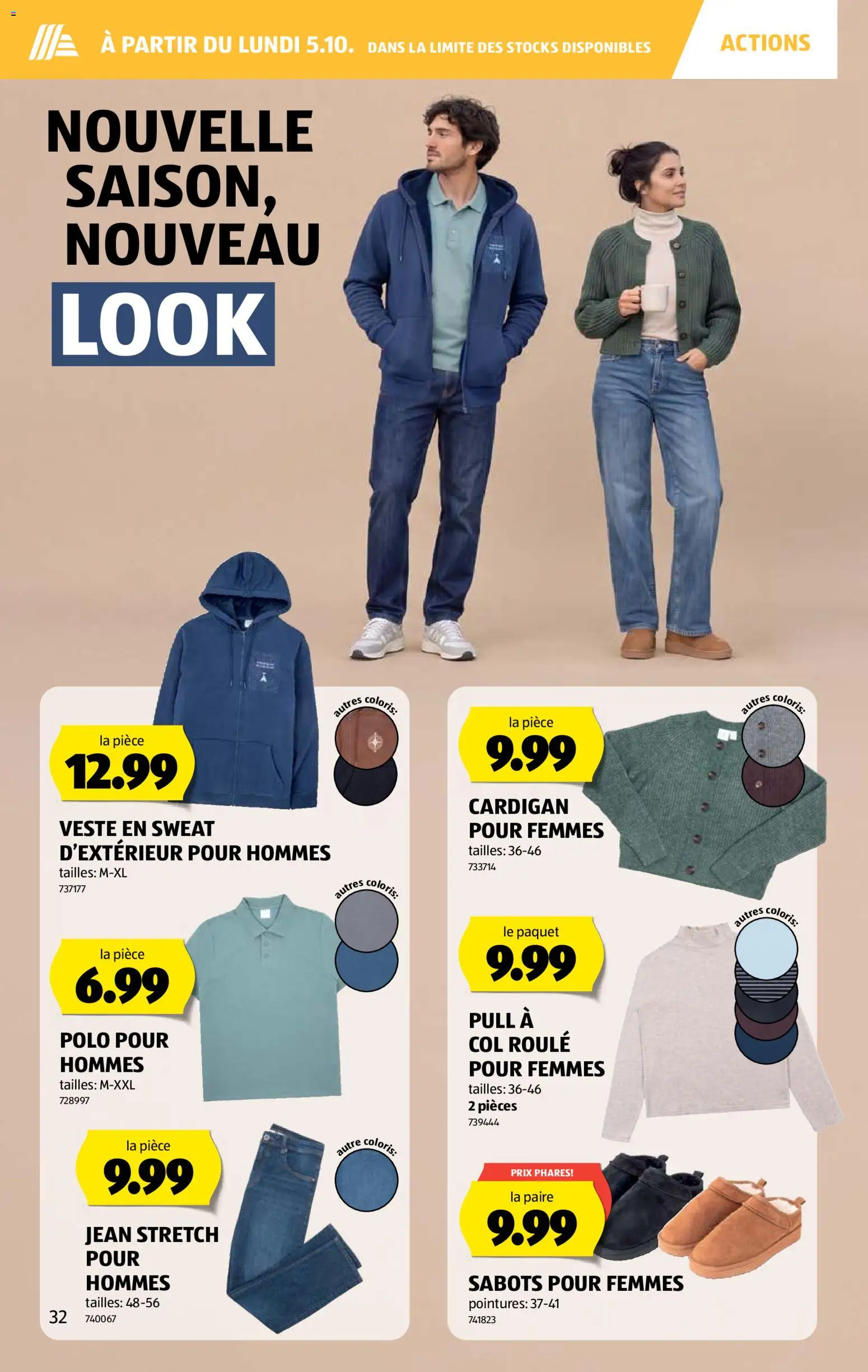 Aldi aktionen FR – gültig ab 01.10.2026 | Seite: 32 | Produkte: Hoodie, Cardigan, Jeans, Shirt