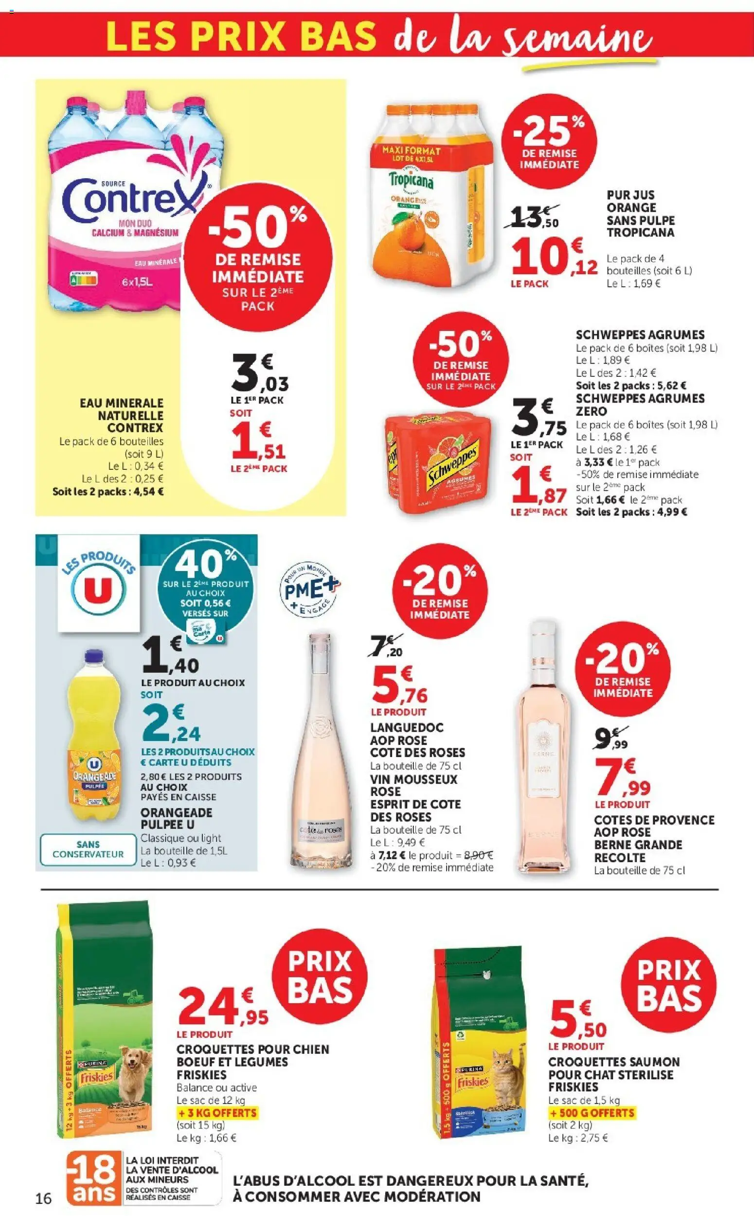 {H1} | Page: 16 | Produits: Eau minérale, Croquettes pour chien, Jus, Vin
