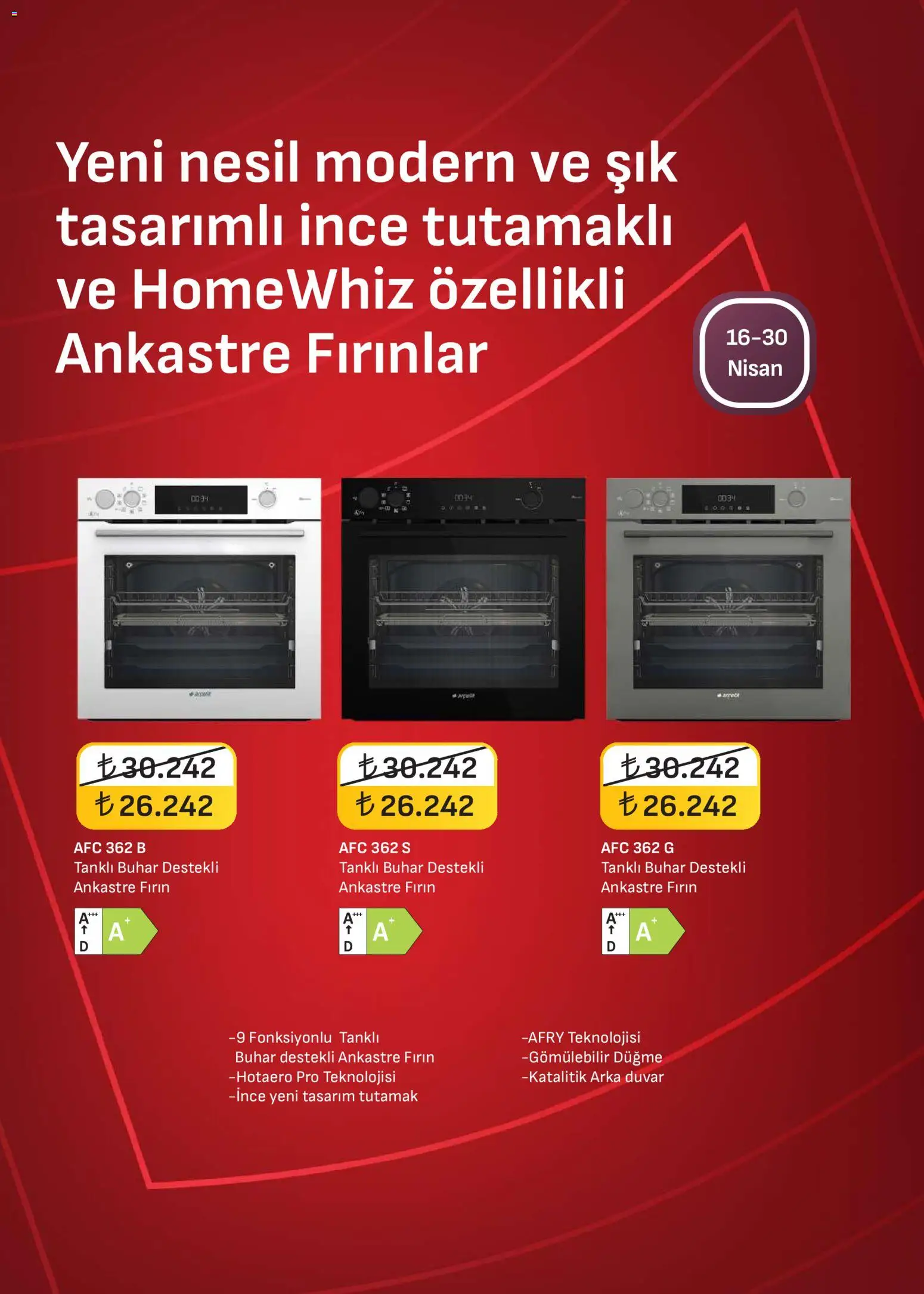Arçelik - Ankastre Kataloğu - 16.04.2026 tarihinden itibaren geçerlidir | Sayfa: 23 | Ürünler: Fırın