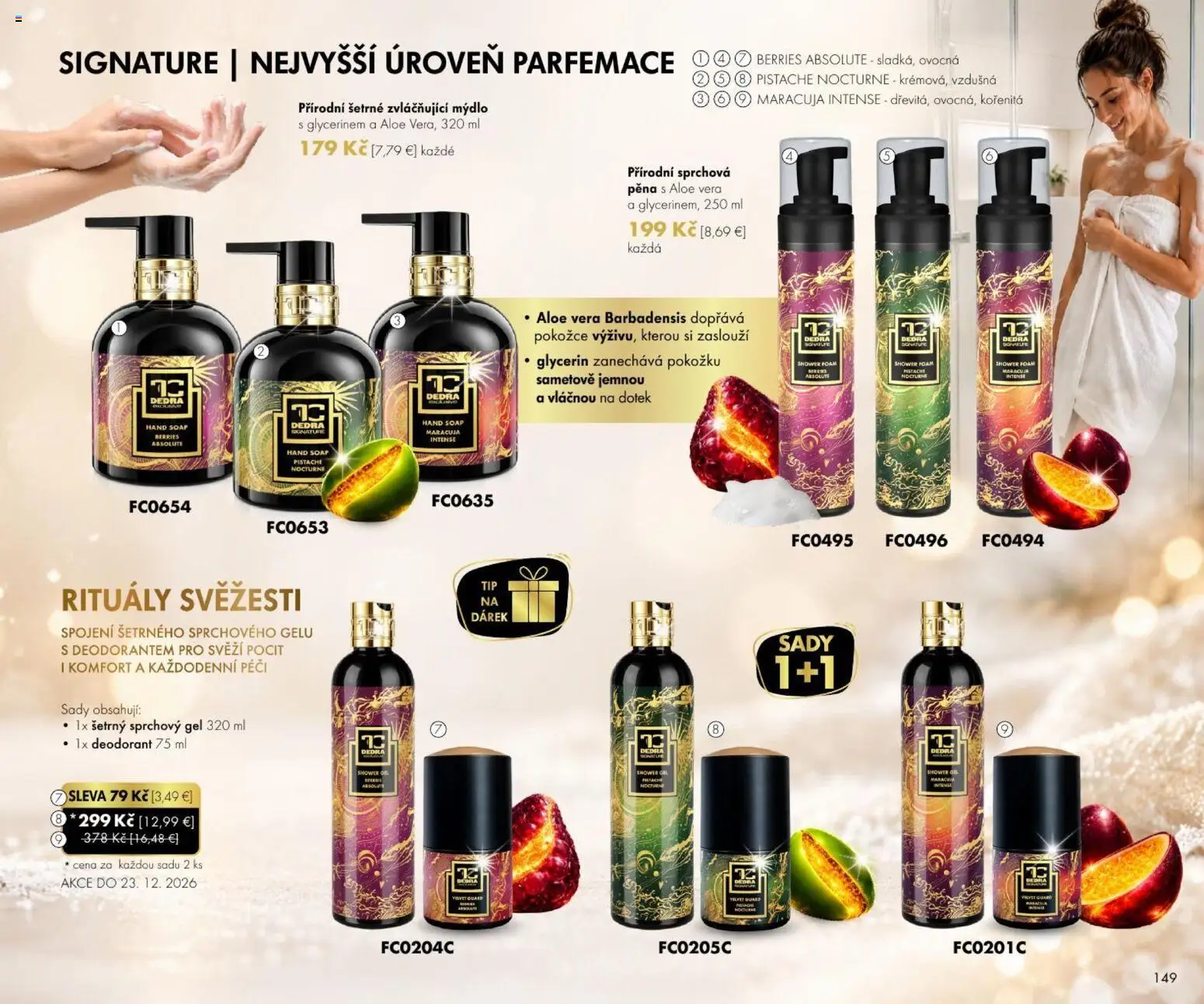 Nové Dedra akcie – leták je platný od 23.10.2026 | Strana: 49 | Produkty: Aloe Vera, Mydlo, Sprchový gél, Pena