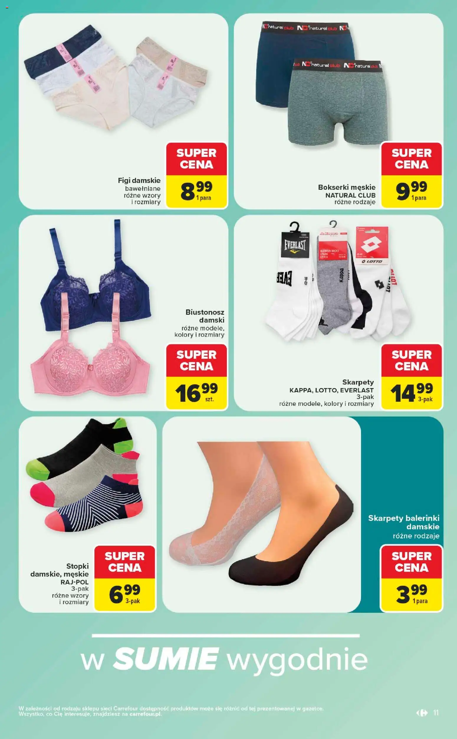 Carrefour gazetka - Same okazje od 13.07.2026 | Strona: 11 | Produkty: Biustonosz, Skarpety, Bokserki, Bokserki męskie