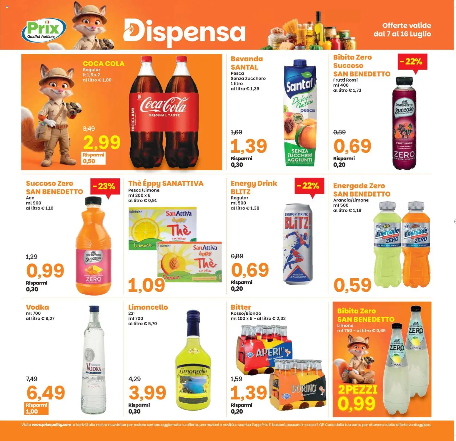 Volantino Prix del 07/07/2026 | Pagina: 19 | Prodotti: Pesca, The, Limoncello, Coca Cola