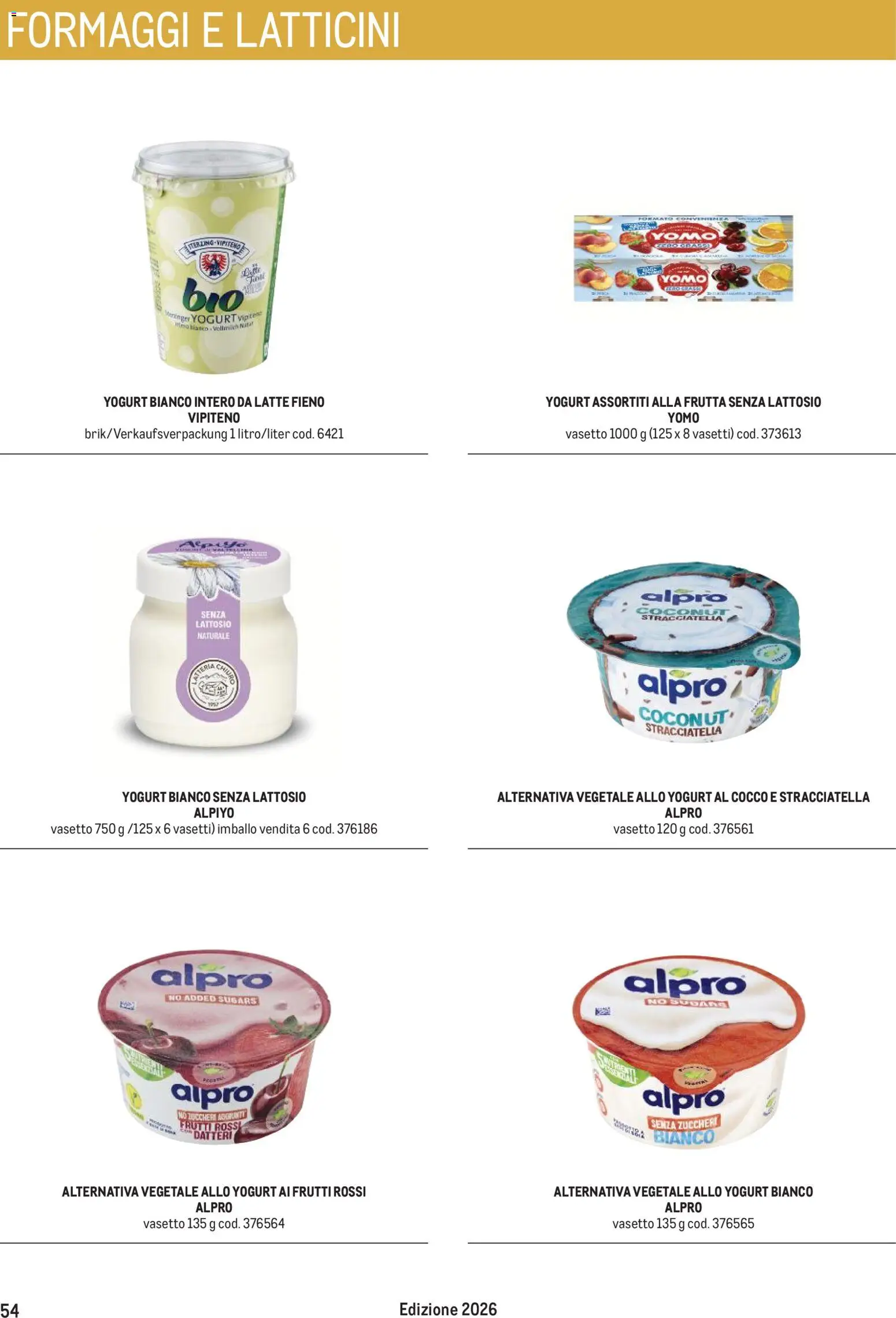 Volantino Metro del 31/08/2026 | Pagina: 54 | Prodotti: Yogurt, Latte, Cocco, Senza lattosio