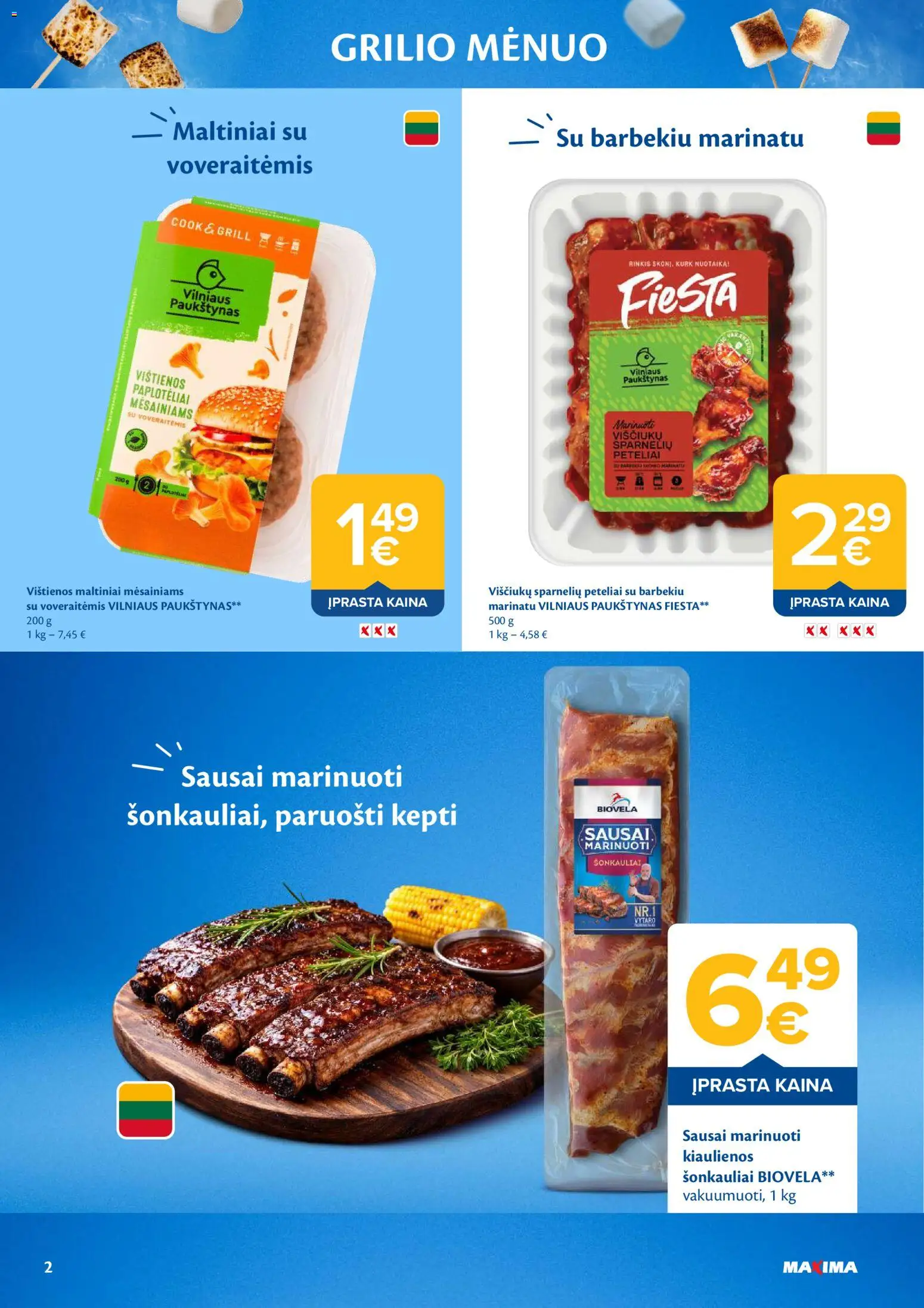 MAXIMA akcijos nuo 05.05.2026 | Puslapis: 2 | Prekių: Vištienos, Kiaulienos, Viščiukų