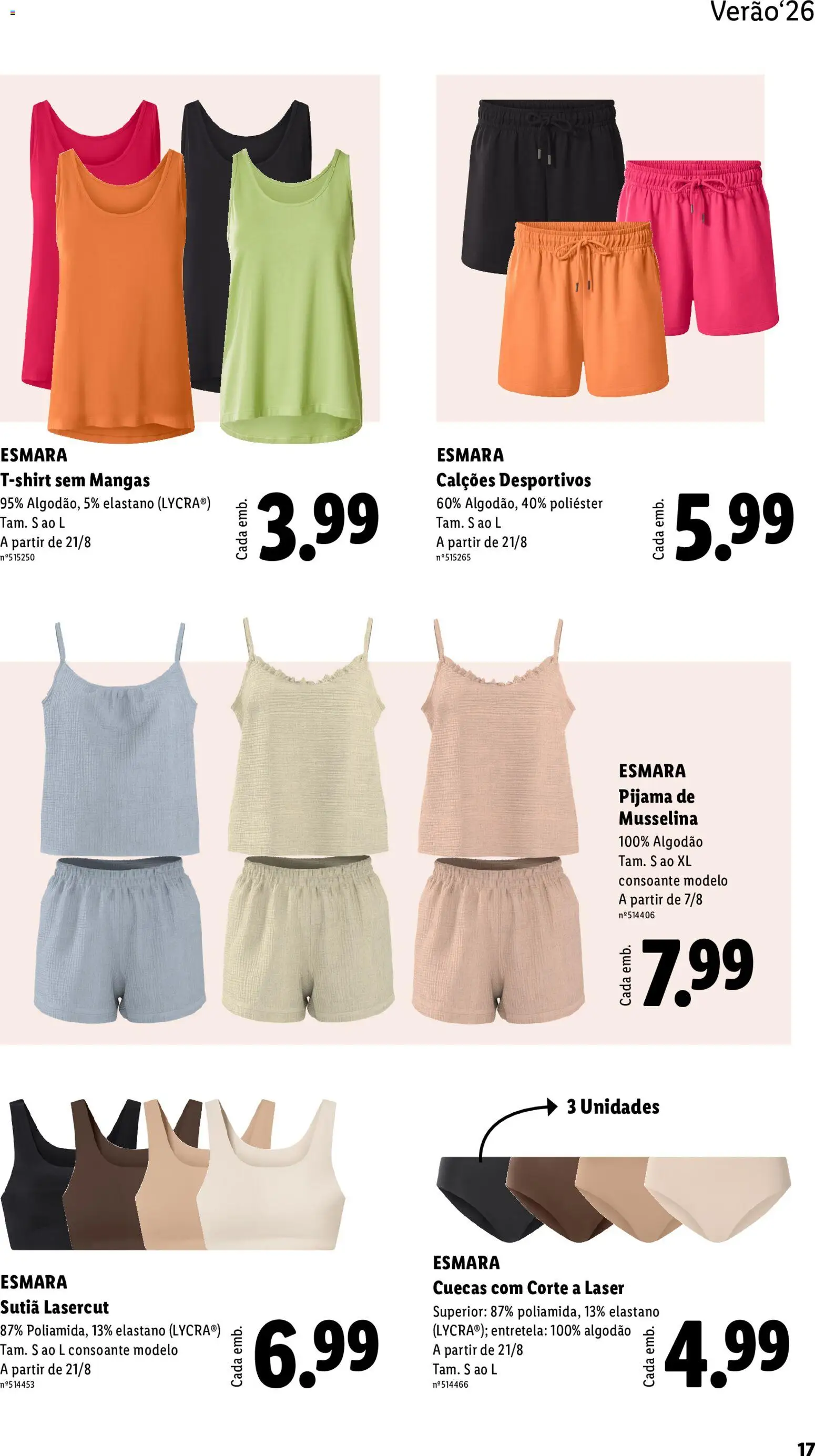 Lidl Folheto Especial │ válido de 08.06.2026 | Página: 17 | Produtos: Top, Algodão, Calções, Sutiã