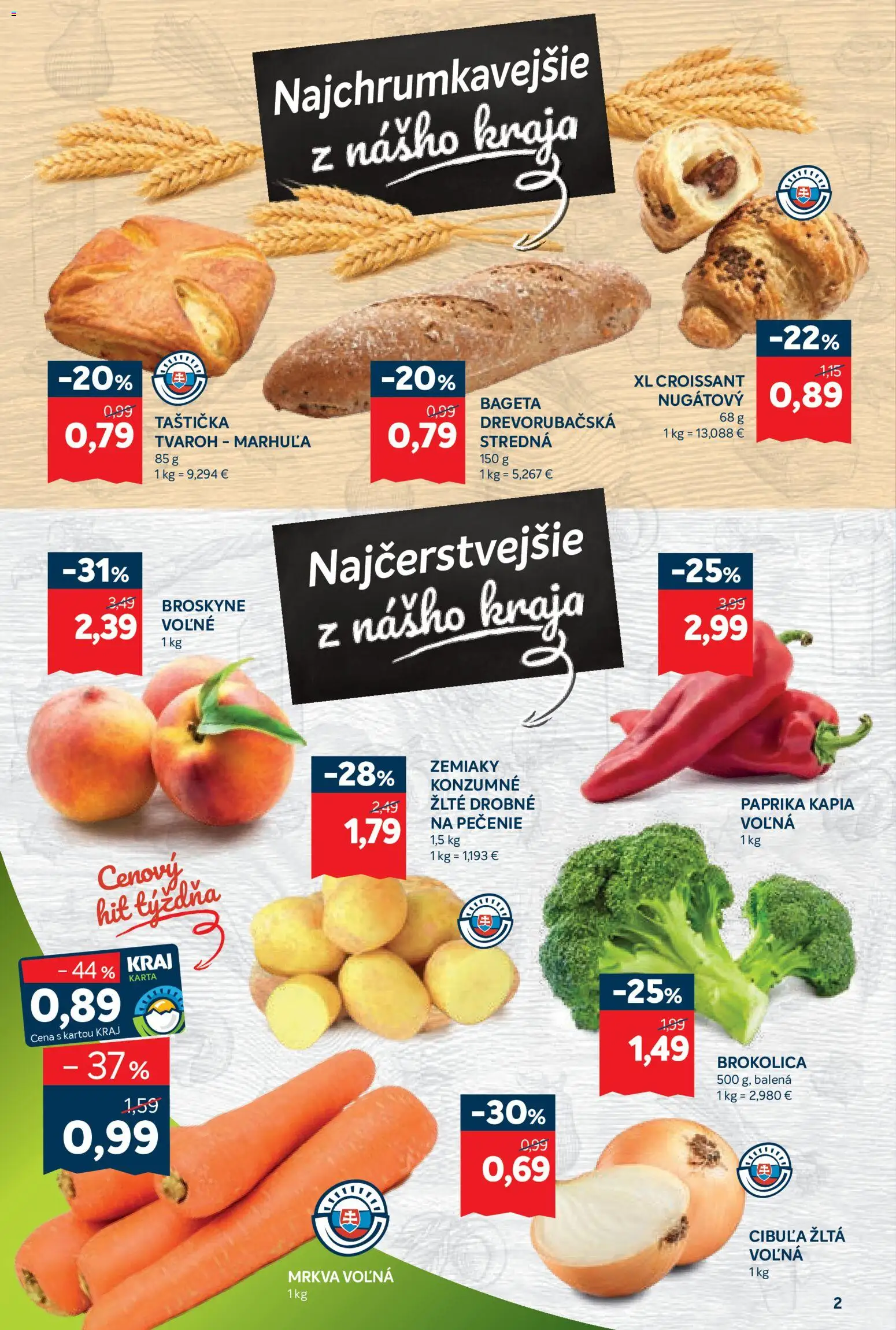 Nové Kraj akcie – leták je platný od 03.09.2026 | Strana: 2 | Produkty: Paprika, Bageta, Mrkva, Kápia