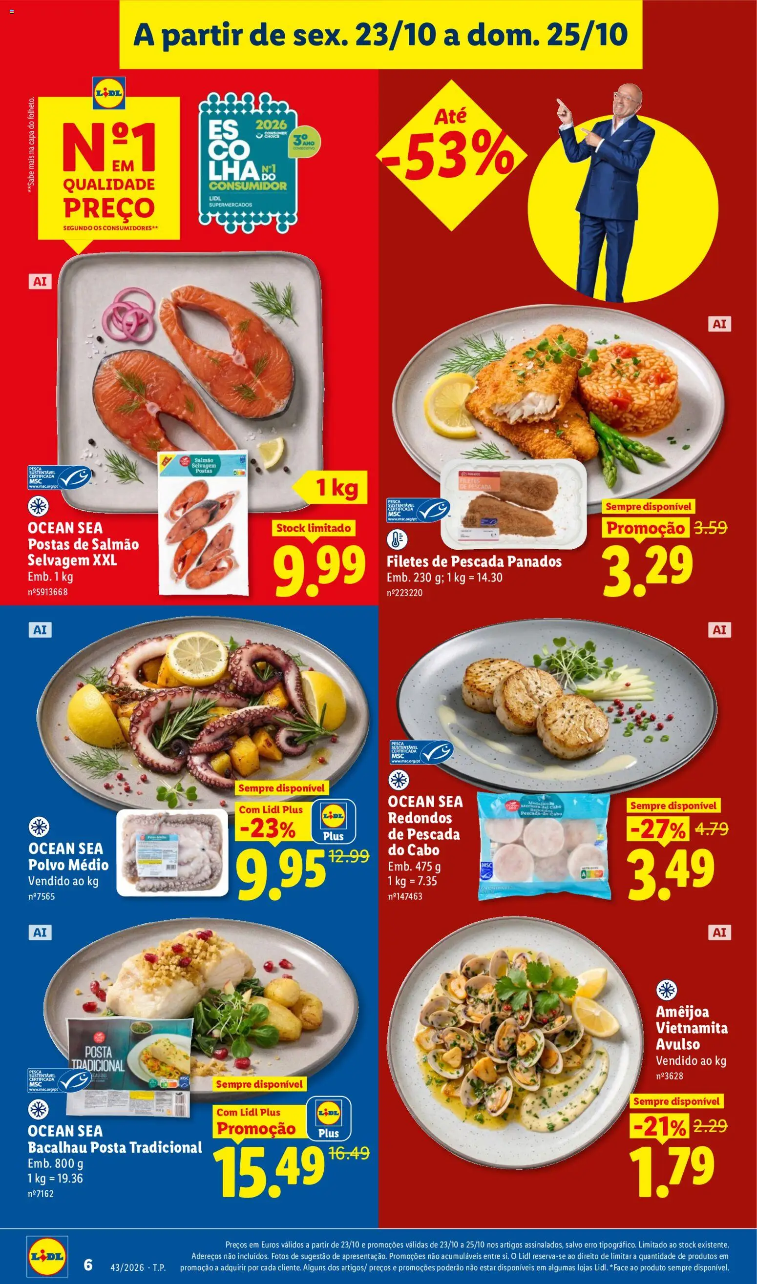 Lidl Promoções Fim de Semana │ válido de 23/10/2026 | Página: 6 | Produtos: Bacalhau, Polvo, Pescada do cabo, Panados