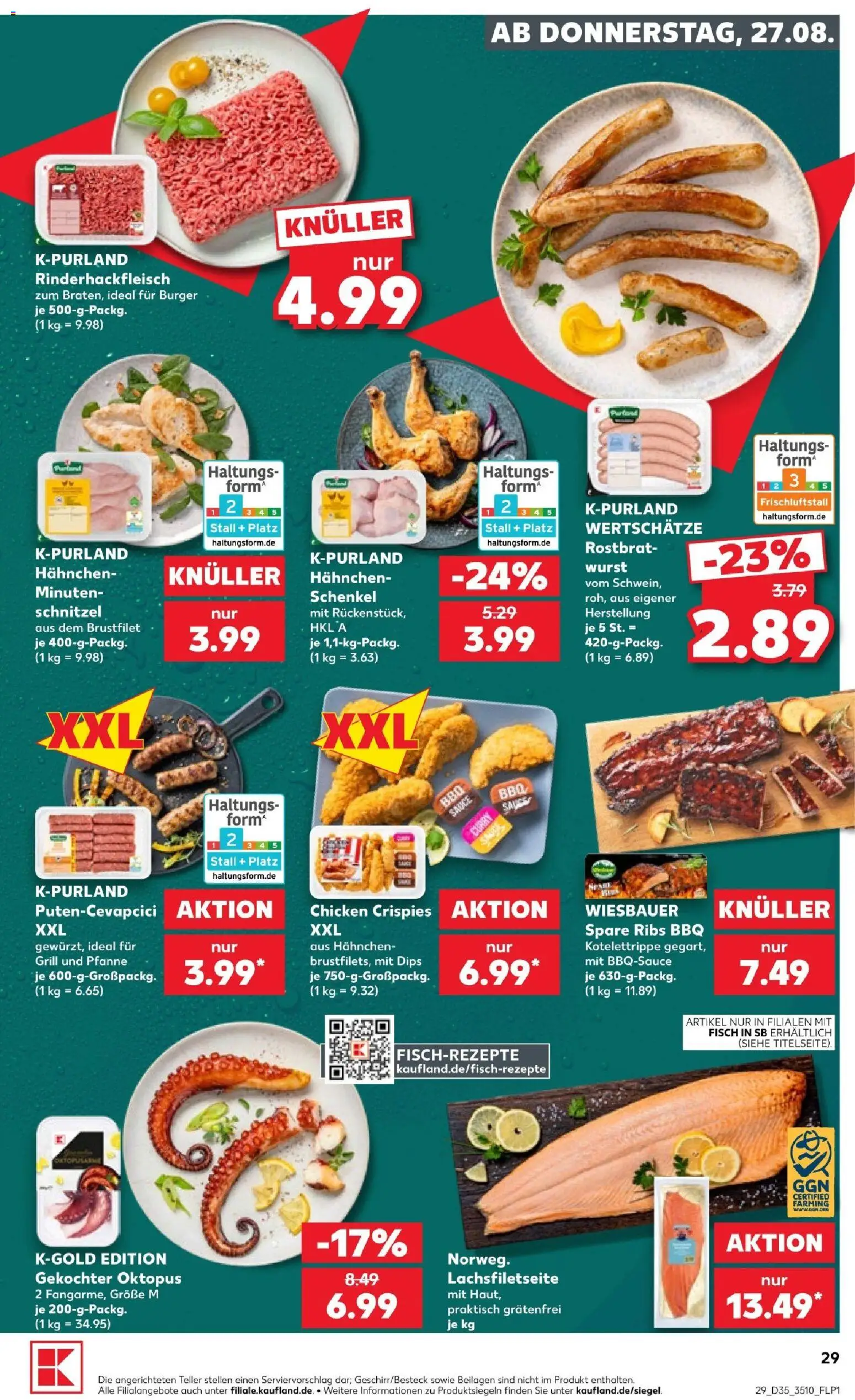 Kaufland Prospekt Leipzig – gültig ab 27.08.2026 | Seite: 29 | Produkte: Burger, Schnitzel, Fisch, Wurst