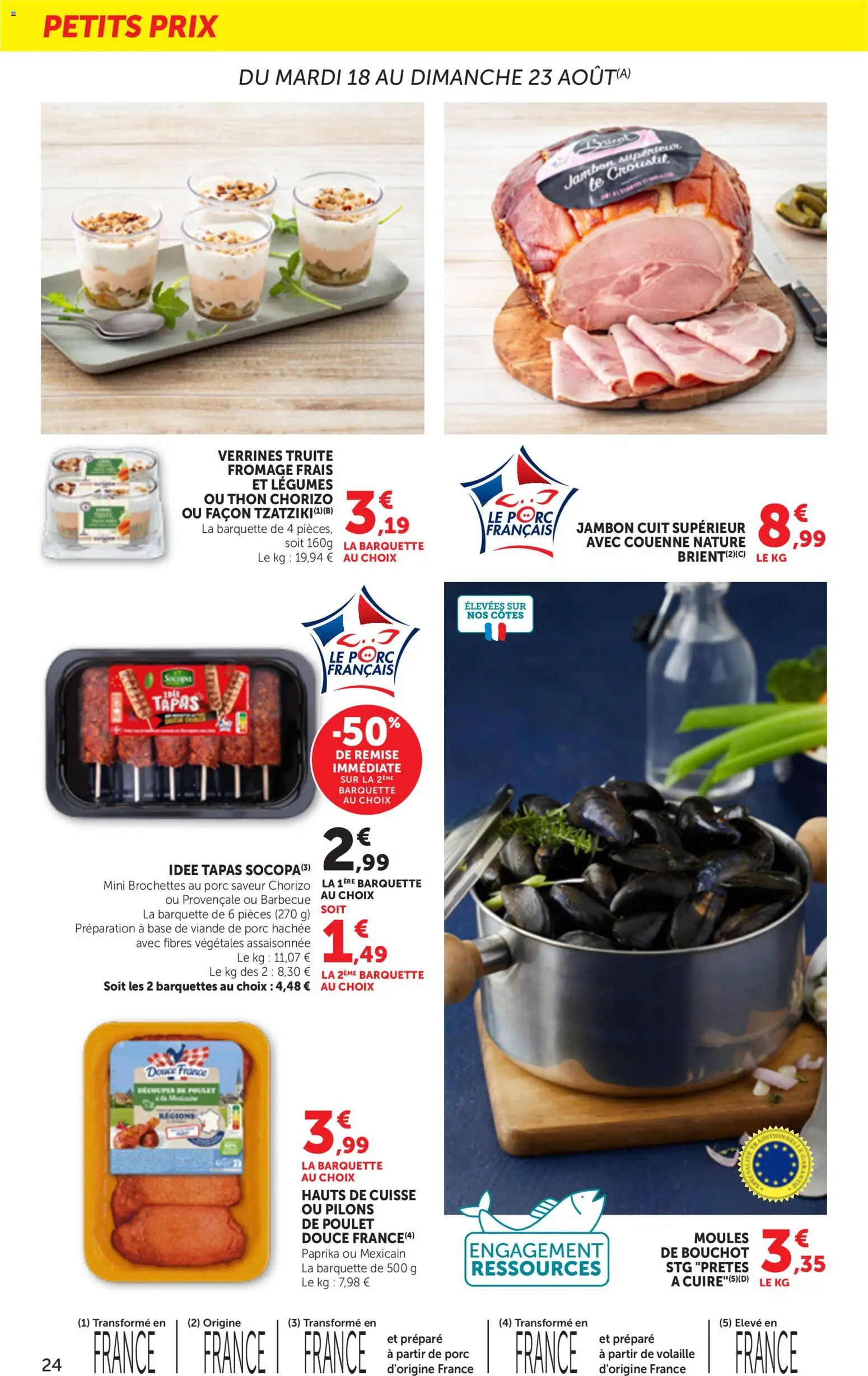 {H1} | Page: 24 | Produits: Moules, Base, Poulet, Fromage