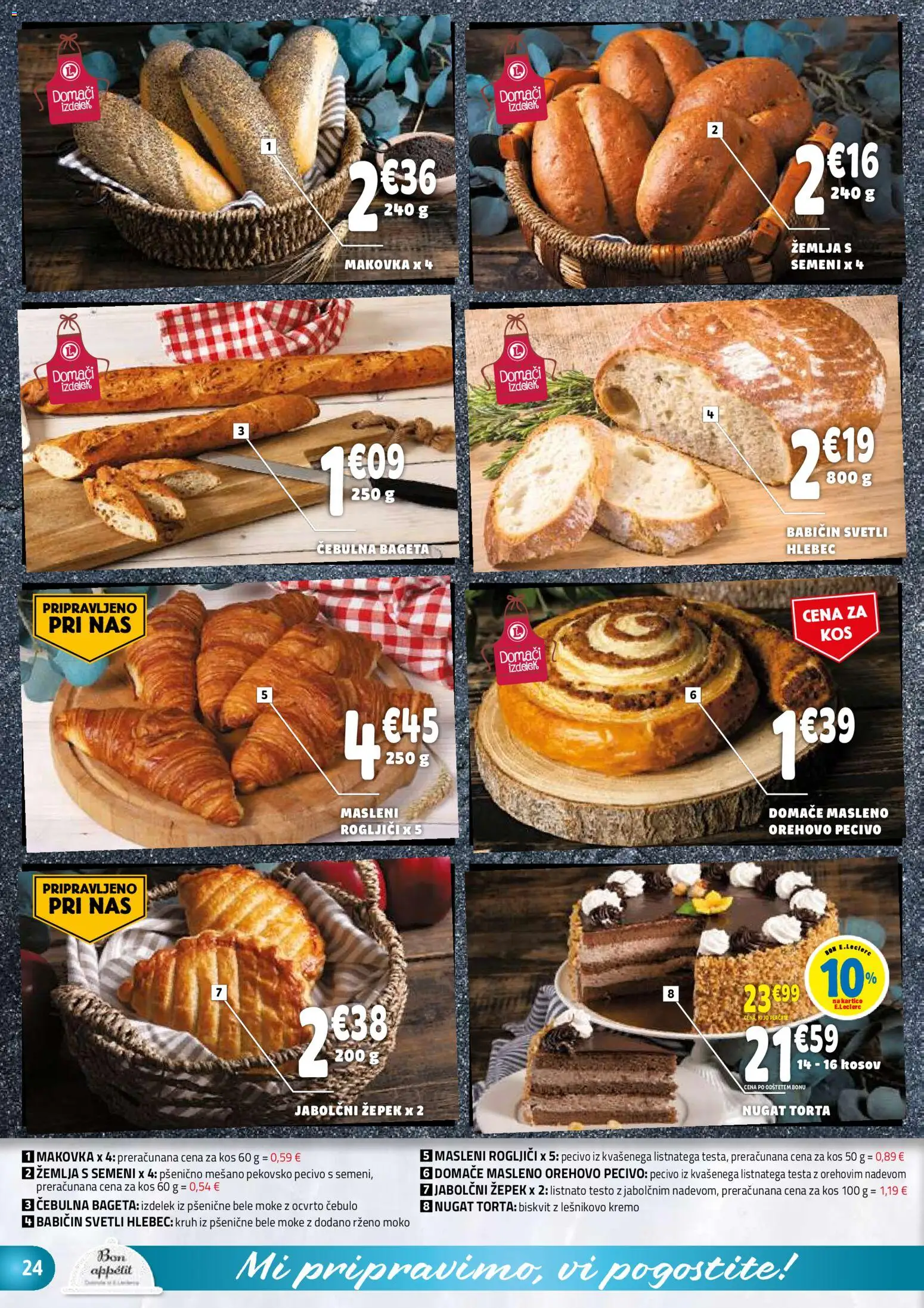 Novi E.leclerc katalog ponudbe – veljaven od 23.09.2026 | Stran: 24 | Izdelki: Žemlja, Torta, Kos, Hlebec