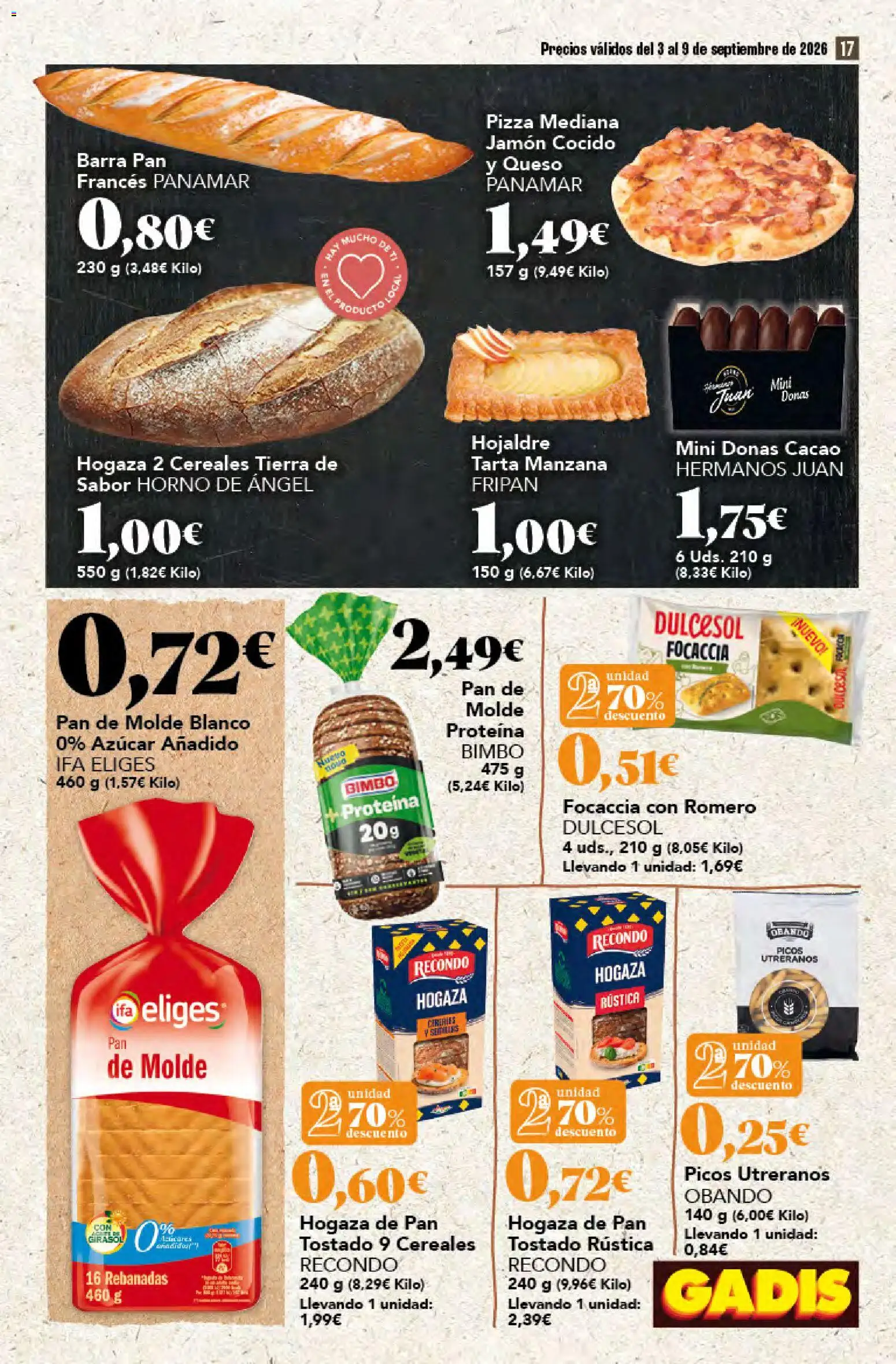 Gadis folleto │ válido desde el 03/09/2026 | Página: 17 | Productos: Tarta, Cereales, Pan de molde, Tierra