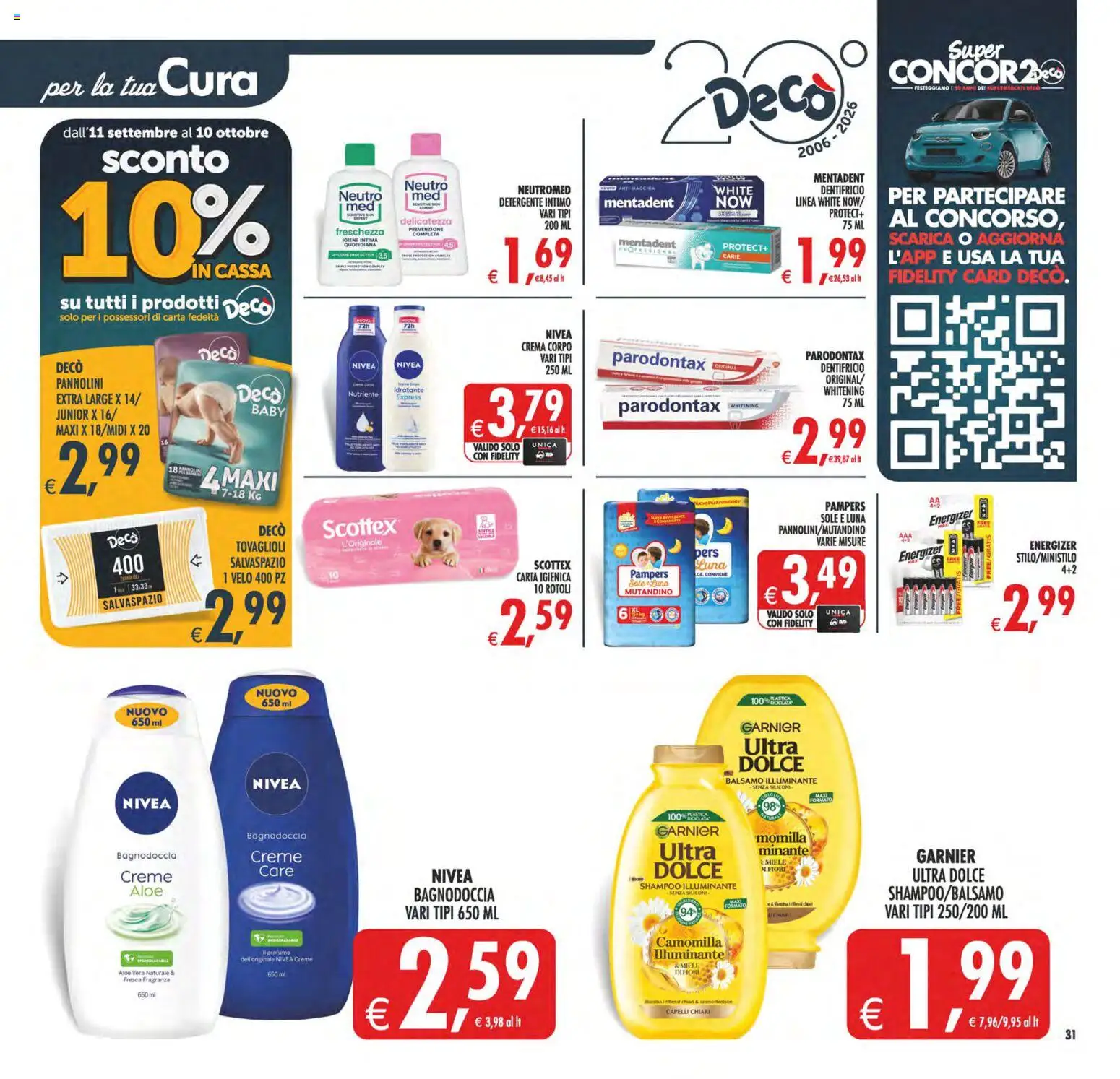 Volantino Decò del 22/09/2026 | Pagina: 32 | Prodotti: Pannolini, Dentifricio, Detergente intimo, Pampers