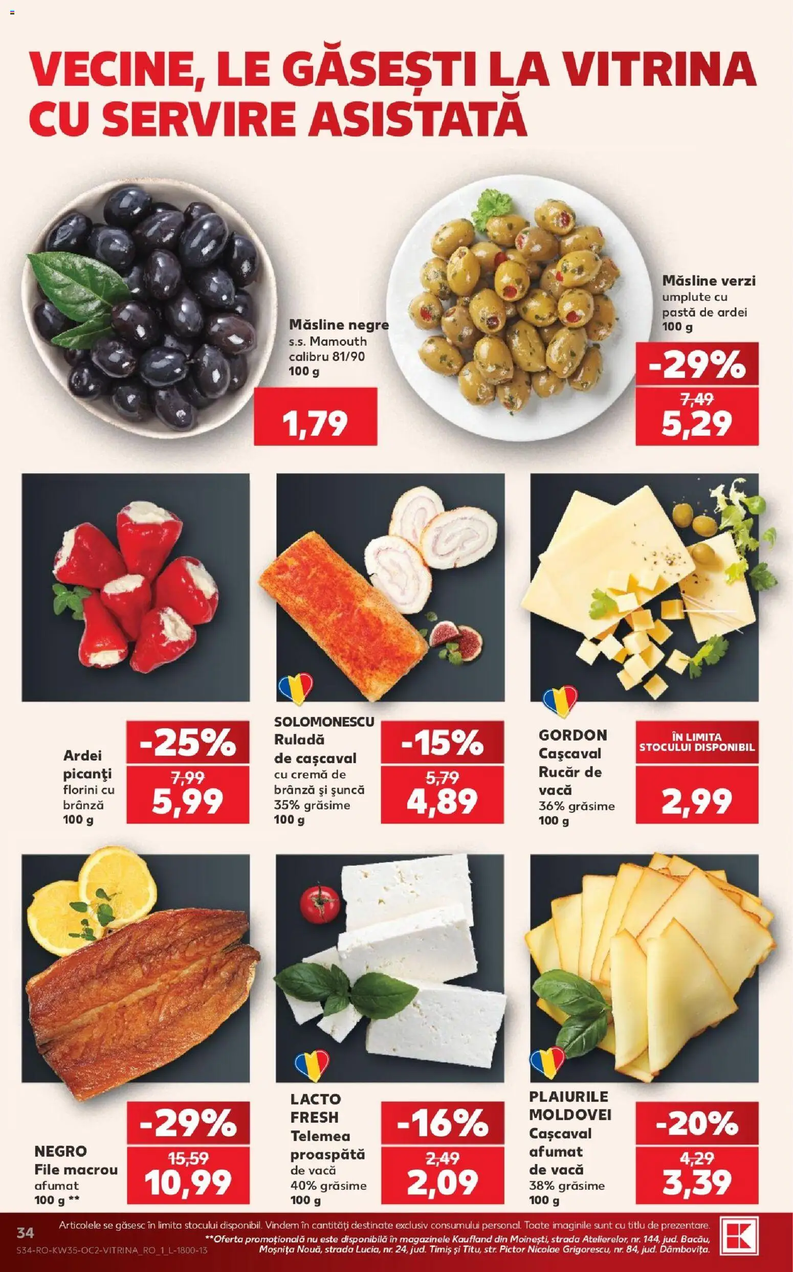 Noul catalog Kaufland – valabil de la 26.08.2026 | Pagină: 34 | Produse: Masline negre, Vitrină, Ardei, Ruladă