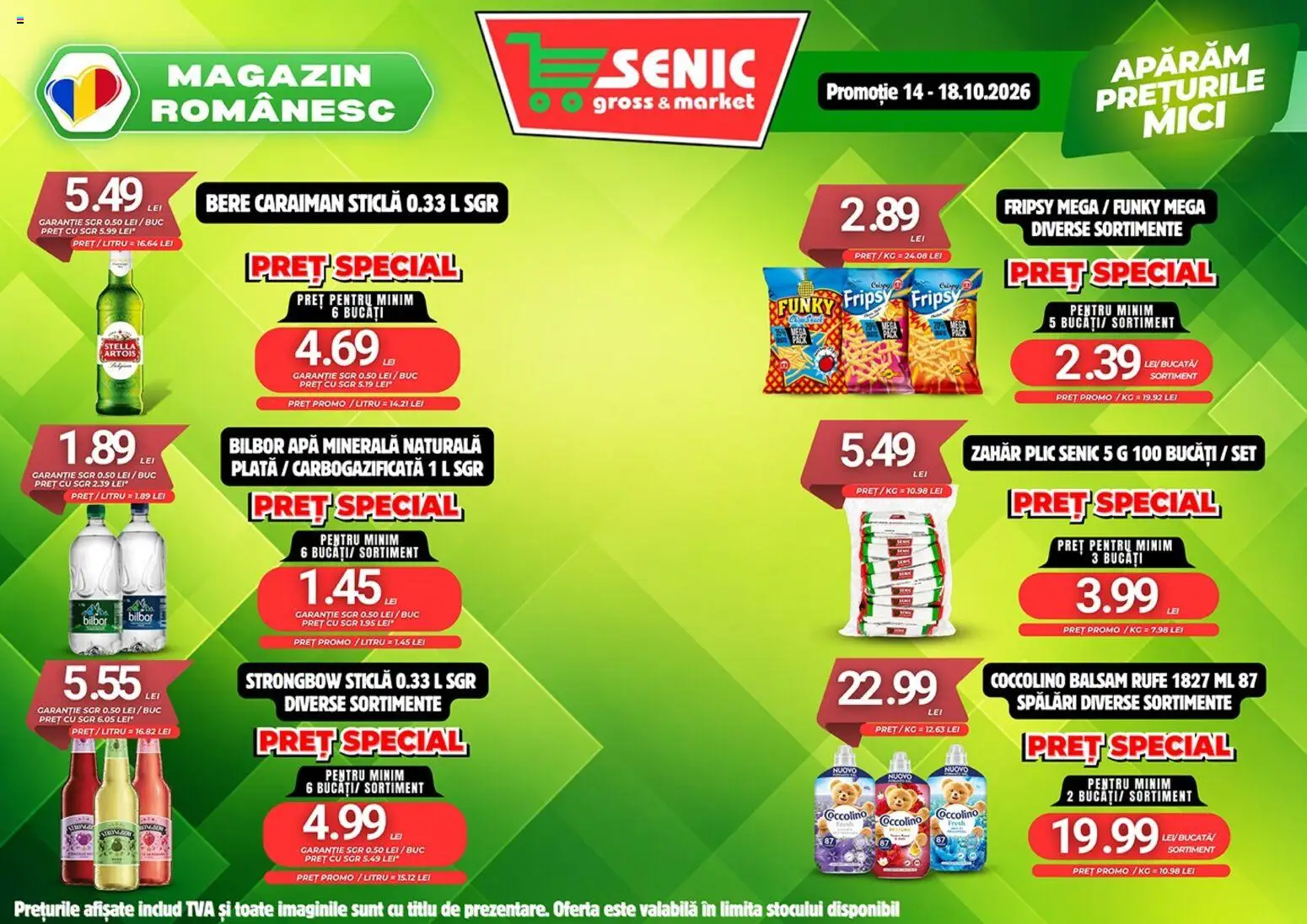 Noul catalog Senic – valabil de la 12.10.2026 | Pagină: 6 | Produse: Apa minerala, Mici, Apă, Zahăr