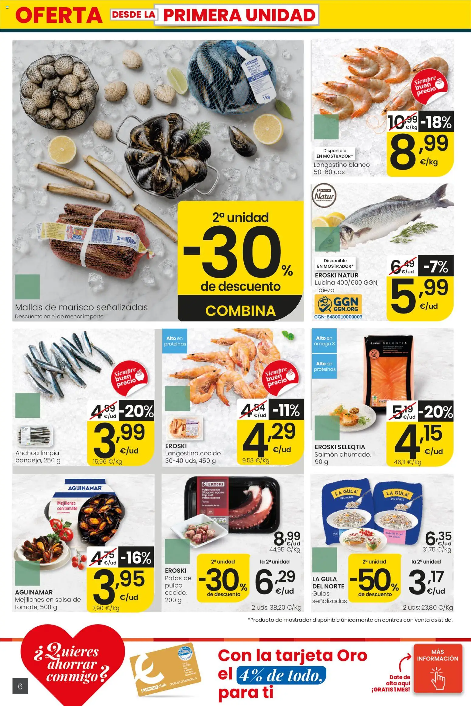 Eroski folleto │ válido desde el 01/10/2026 | Página: 6 | Productos: Omega 3, Salmón, Anchoa, Langostino