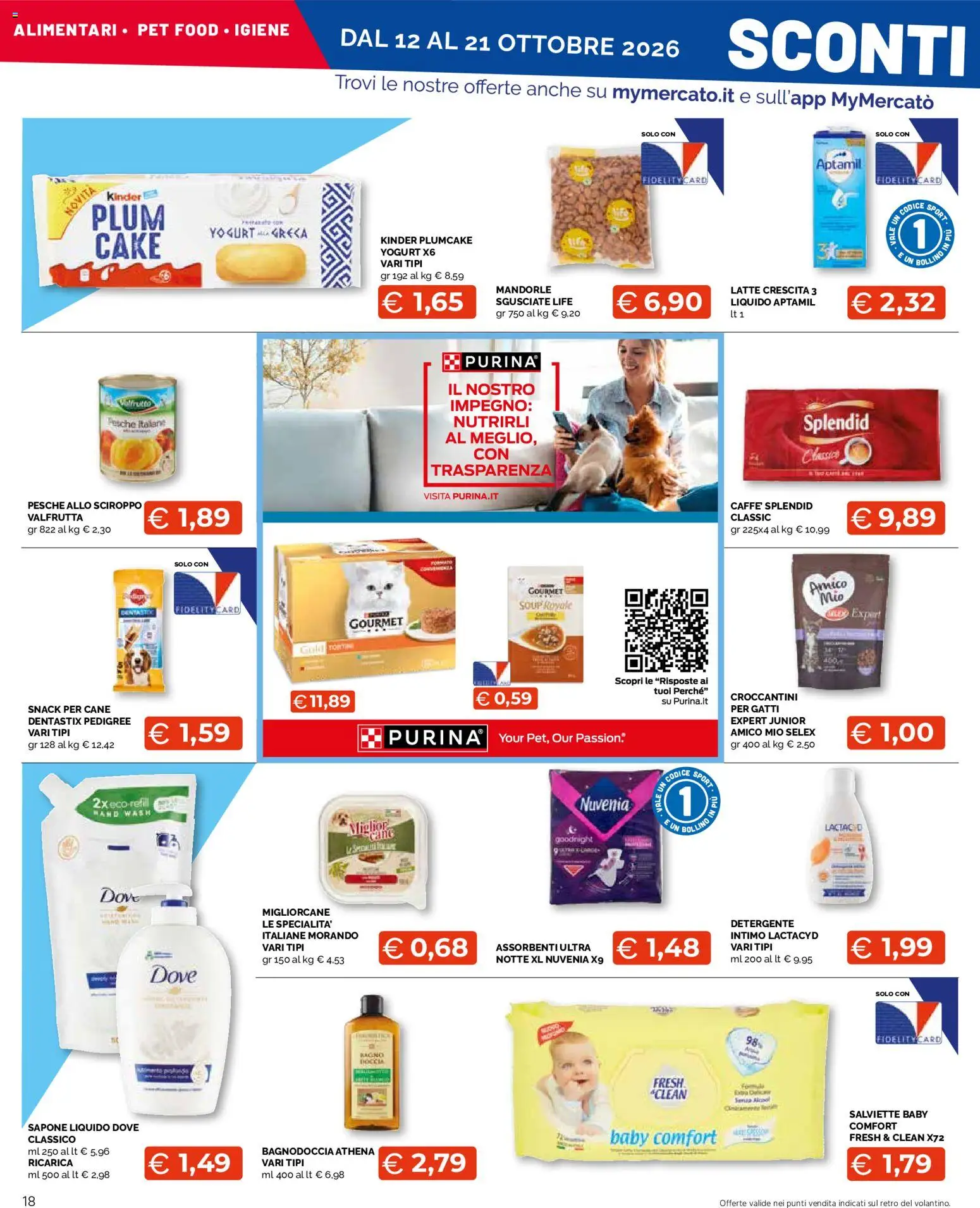 Volantino Mercatò del 12/10/2026 | Pagina: 18 | Prodotti: Detergente, Intimo, Mandorle, Pesche