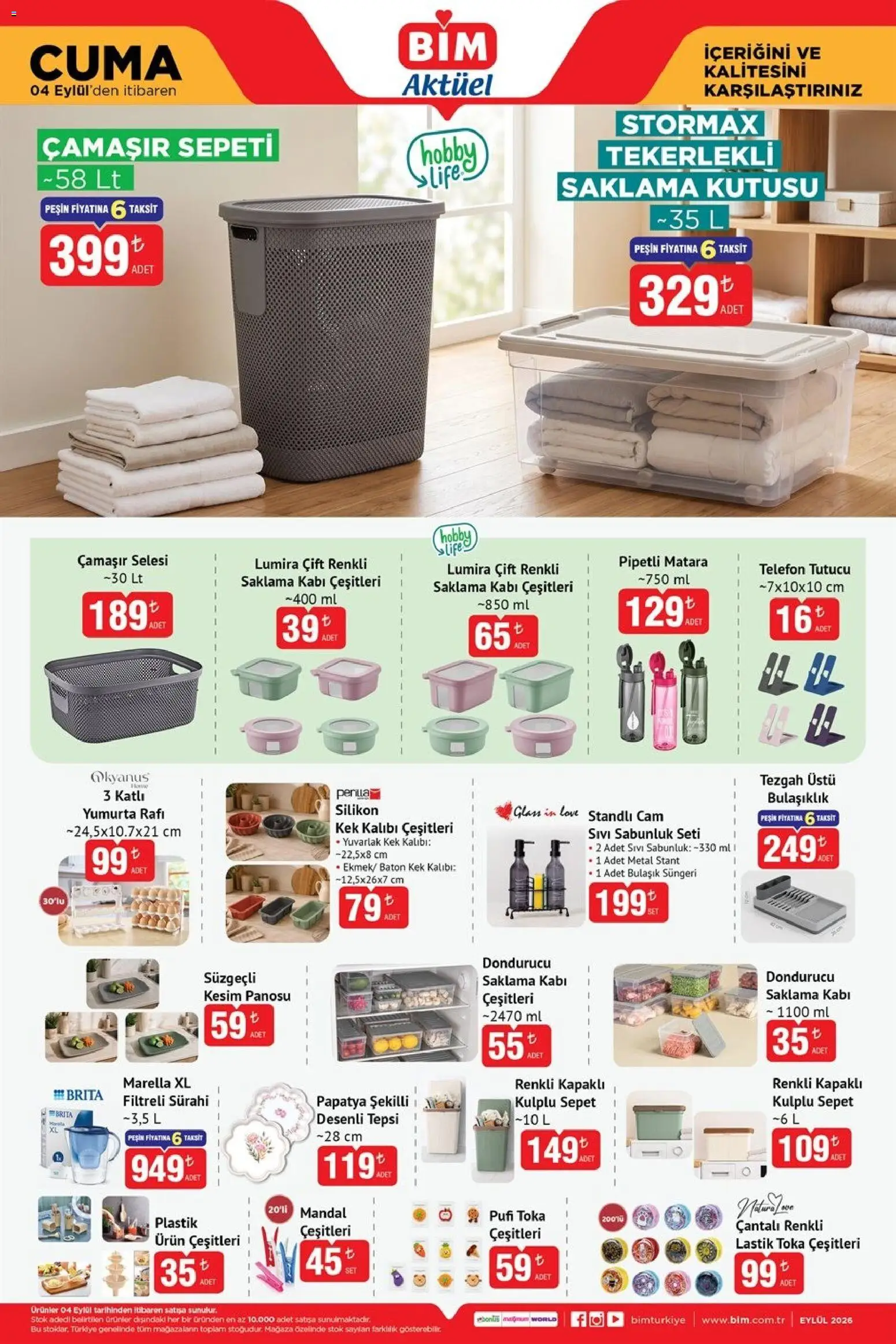 BİM - Katalog Cuma - 04 Eylül 2026 tarihinden itibaren geçerlidir | Sayfa: 2 | Ürünler: Telefon, Saklama kutusu, Sürahi, Sabunluk