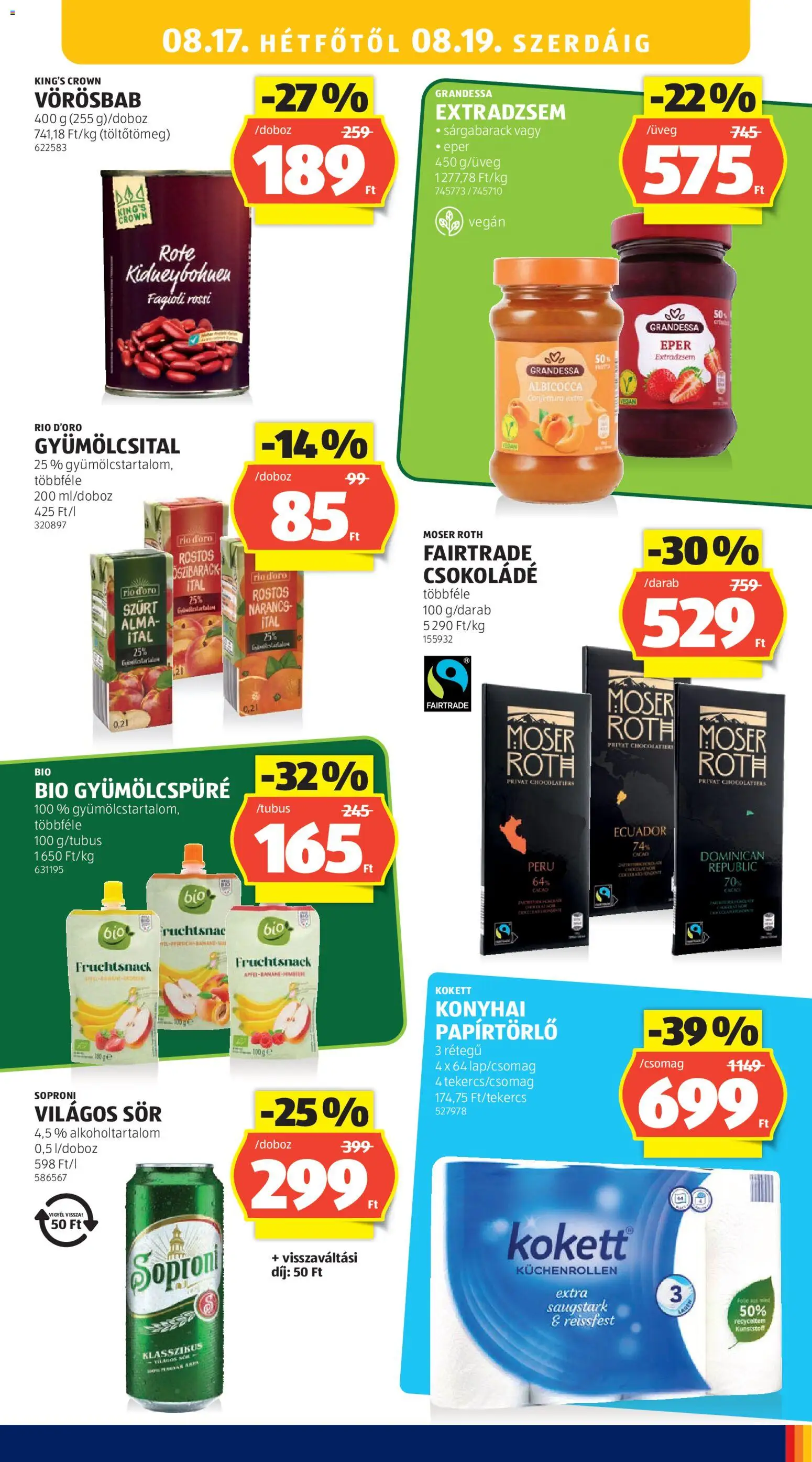Aldi akciós ujság - amely érvényes a következő dátumtól: 2026.08.13. | Oldal: 27 | Termékek: Gyümölcsital, Világos sör, Csokoládé, Sör