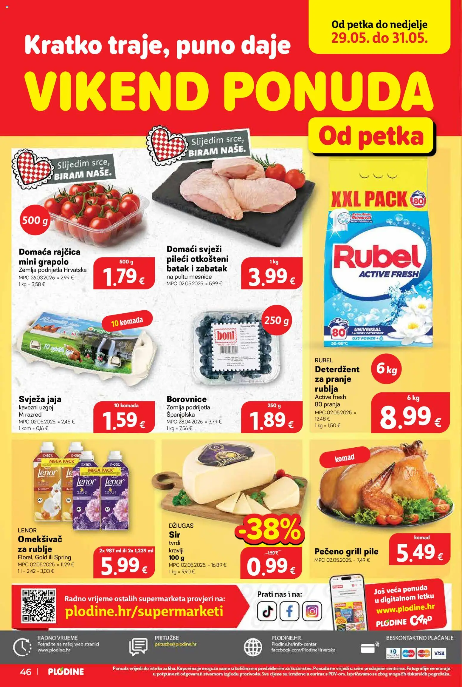 Plodine katalog | vrijedi od 27.05.2026 | Stranica: 46 | Proizvodi: Rubel, Jaja, Deterdžent, Džiugas