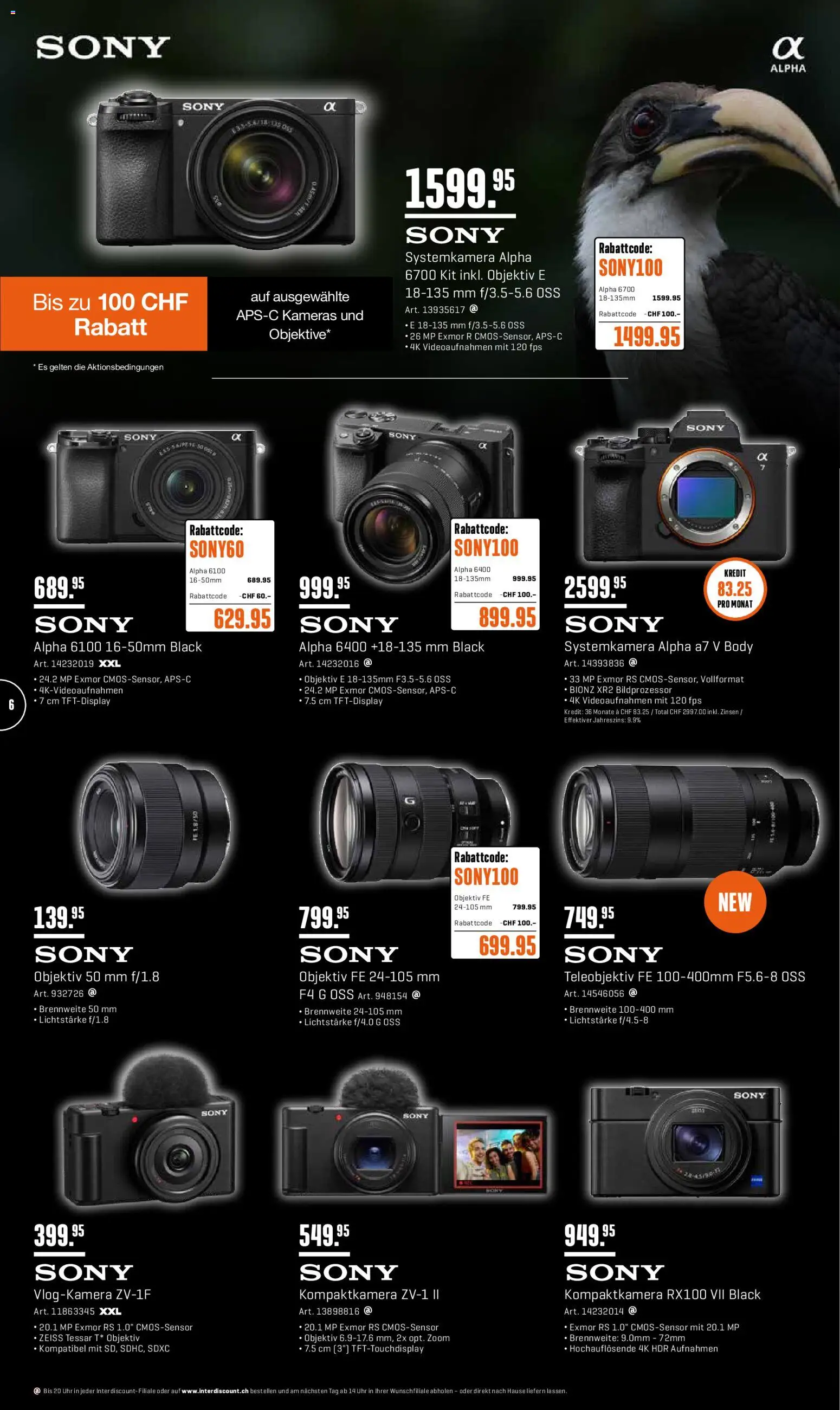 Interdiscount aktionen Angebote – gültig ab 07.09.2026 | Seite: 6 | Produkte: Uhr, Systemkamera, Objektiv, Sony