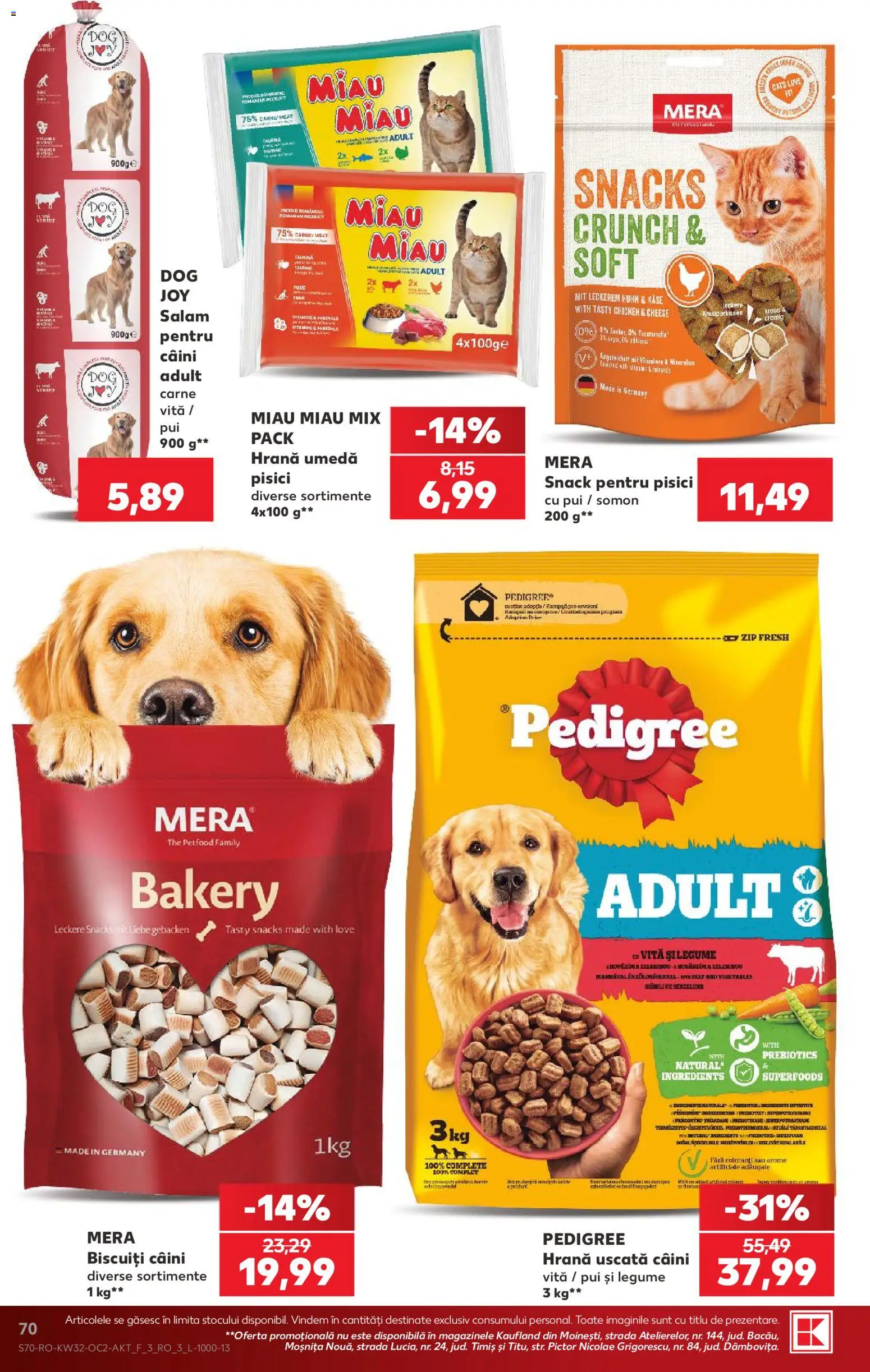 Noul catalog Kaufland – valabil de la 05.08.2026 | Pagină: 70 | Produse: Hacıyatmaz Kedi Oyuncağı, Salam, Biscuiți, Legume