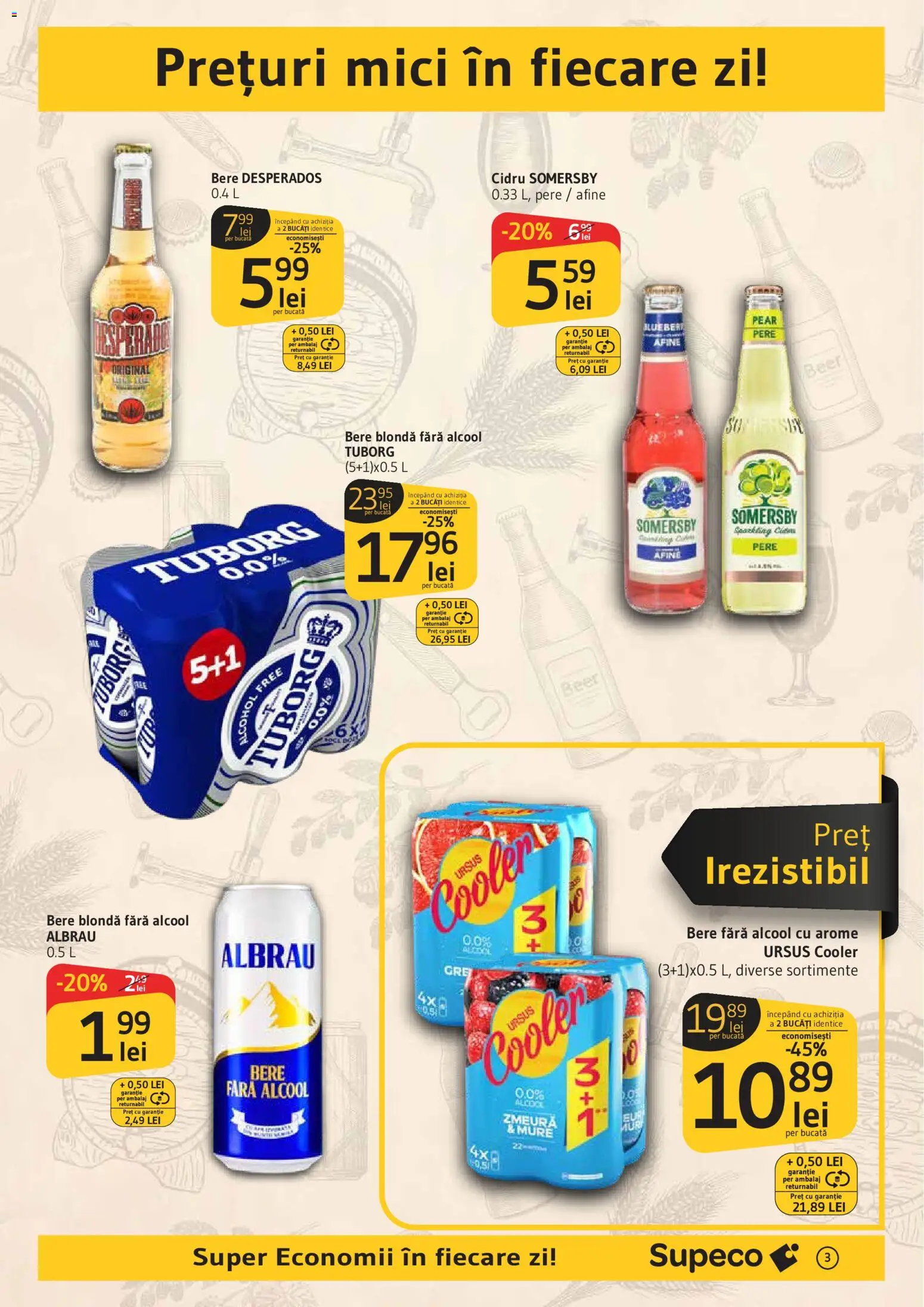Noul catalog Supeco – valabil de la 11.06.2026 | Pagină: 3 | Produse: Zmeură, Mici, Eğitim çantaları, Bere