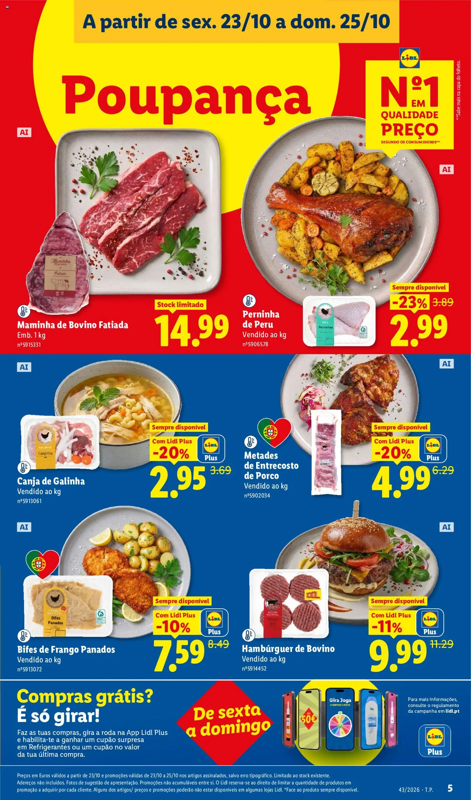 Lidl Promoções Fim de Semana │ válido de 23/10/2026 | Página: 5 | Produtos: Frango, Peru, Hambúrguer, Panados