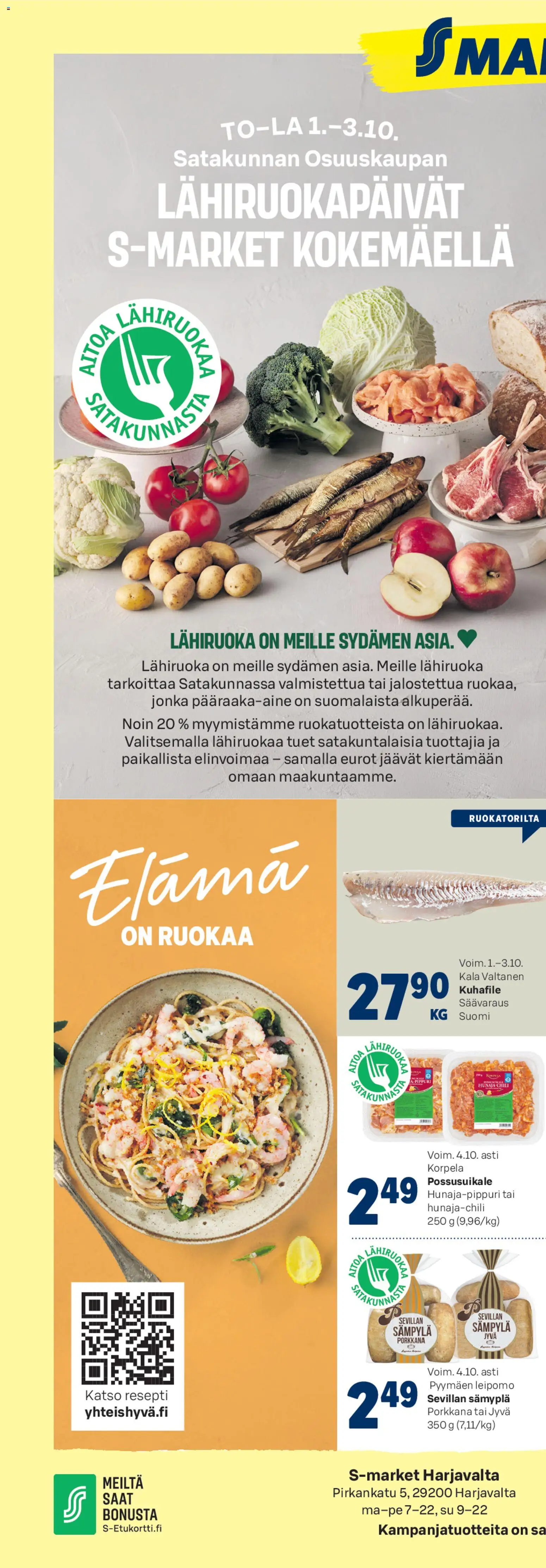 S-market tarjoukset Kokemäellä – voimassa 01/10/2026 alkaen | Sivu: 1 | Tuotteet: Leipomo, Chili, Kala, Porkkana