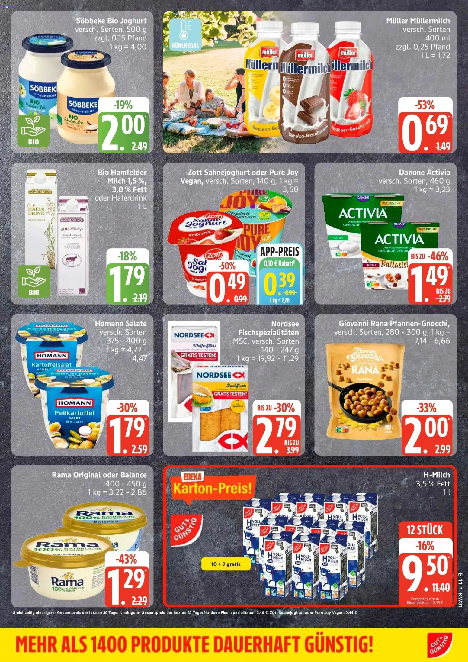 Edeka Prospekt Schwarzenbek – gültig ab 27.07.2026 | Seite: 12 | Produkte: Rama, Milch, Joghurt, Sahne