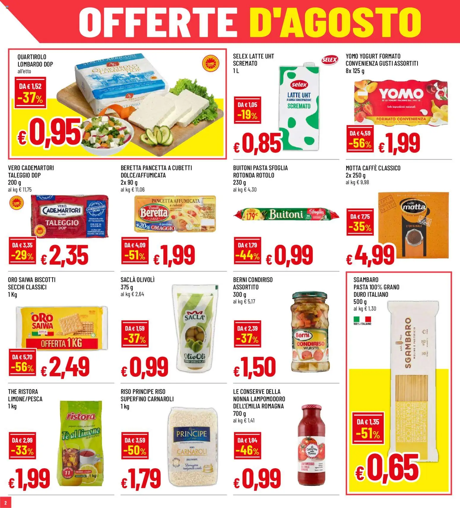 Volantino Famila del 10/08/2026 | Pagina: 2 | Prodotti: Yogurt, Caffè, Riso, Wurstel