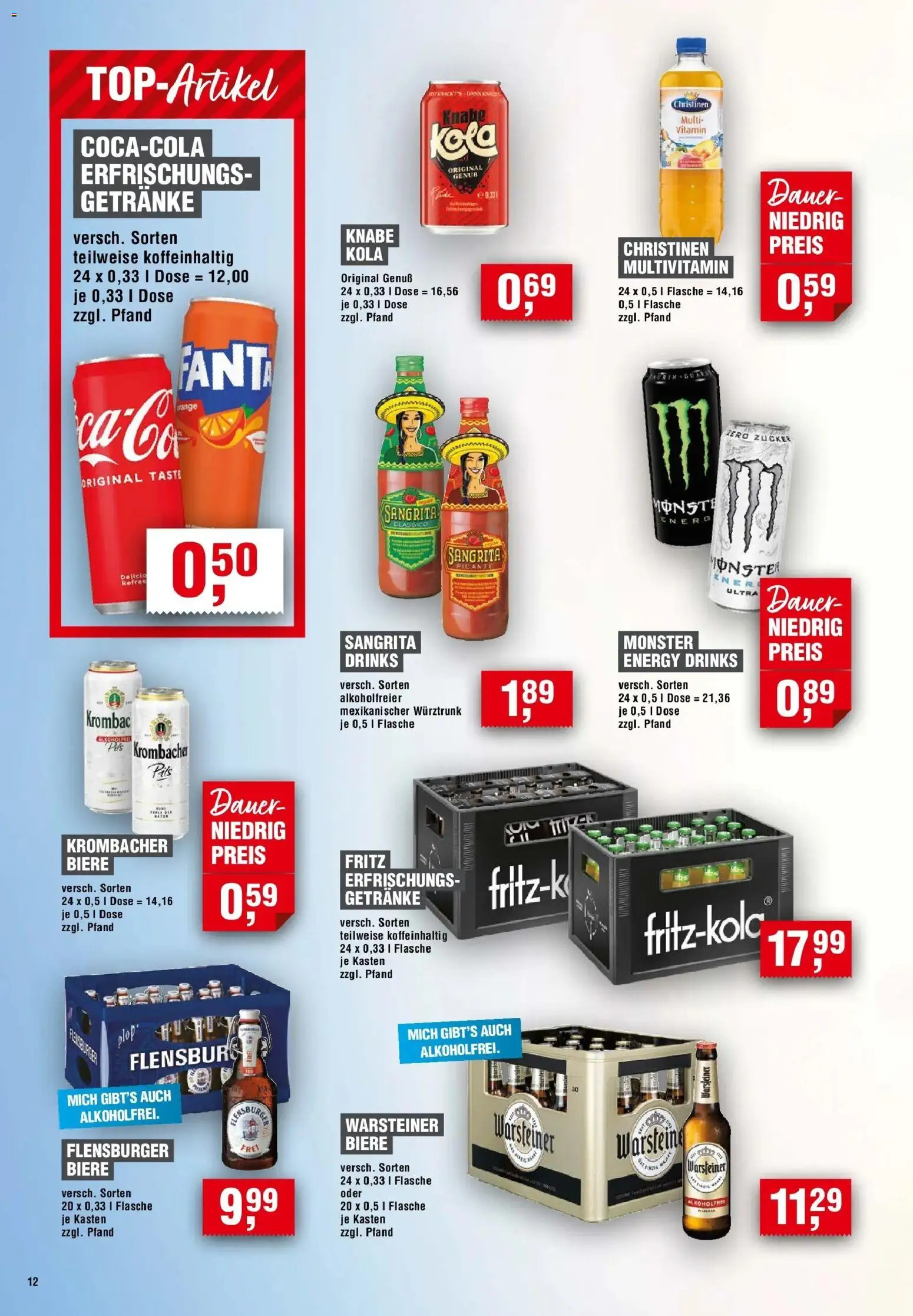 Edeka Prospekt Minden – gültig ab 13.08.2026 | Seite: 12 | Produkte: Fanta, Energy, Monster, Krombacher