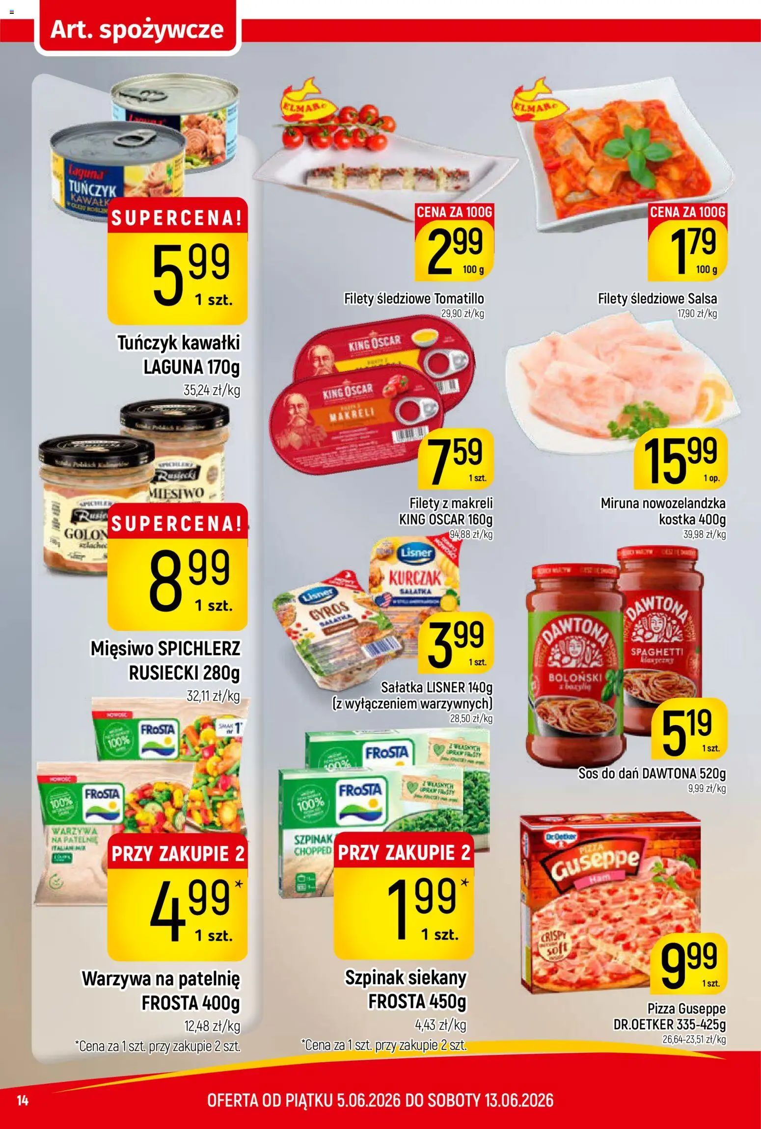 Piotruś Pan gazetka od 05.06.2026 | Strona: 14 | Produkty: Kurczak, Warzywa na patelnie, Tuńczyk, Warzywa
