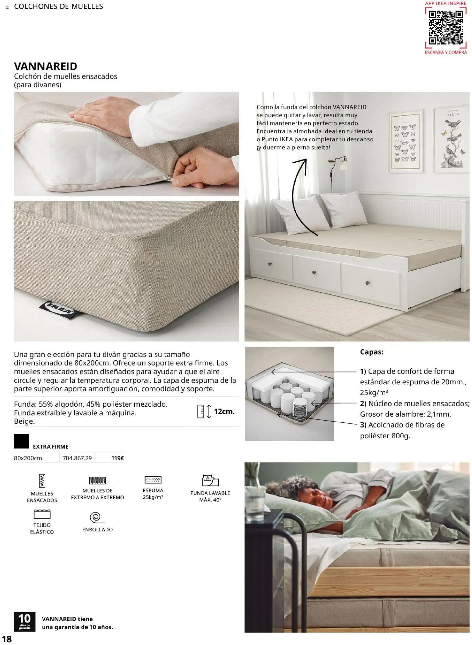 Catálogo IKEA Confort │ válido desde el 01.02.2026 | Página: 18 | Productos: Colchon, Funda, Almohada