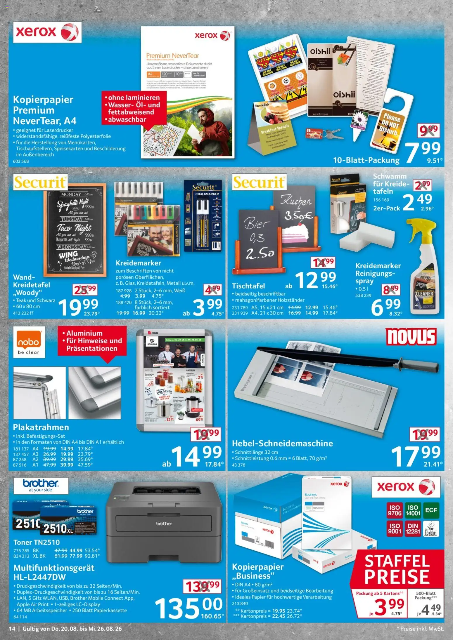 Selgros Non Food – gültig ab 20.08.2026 | Seite: 14 | Produkte: Öl, Toast, Spaghetti, Laserdrucker