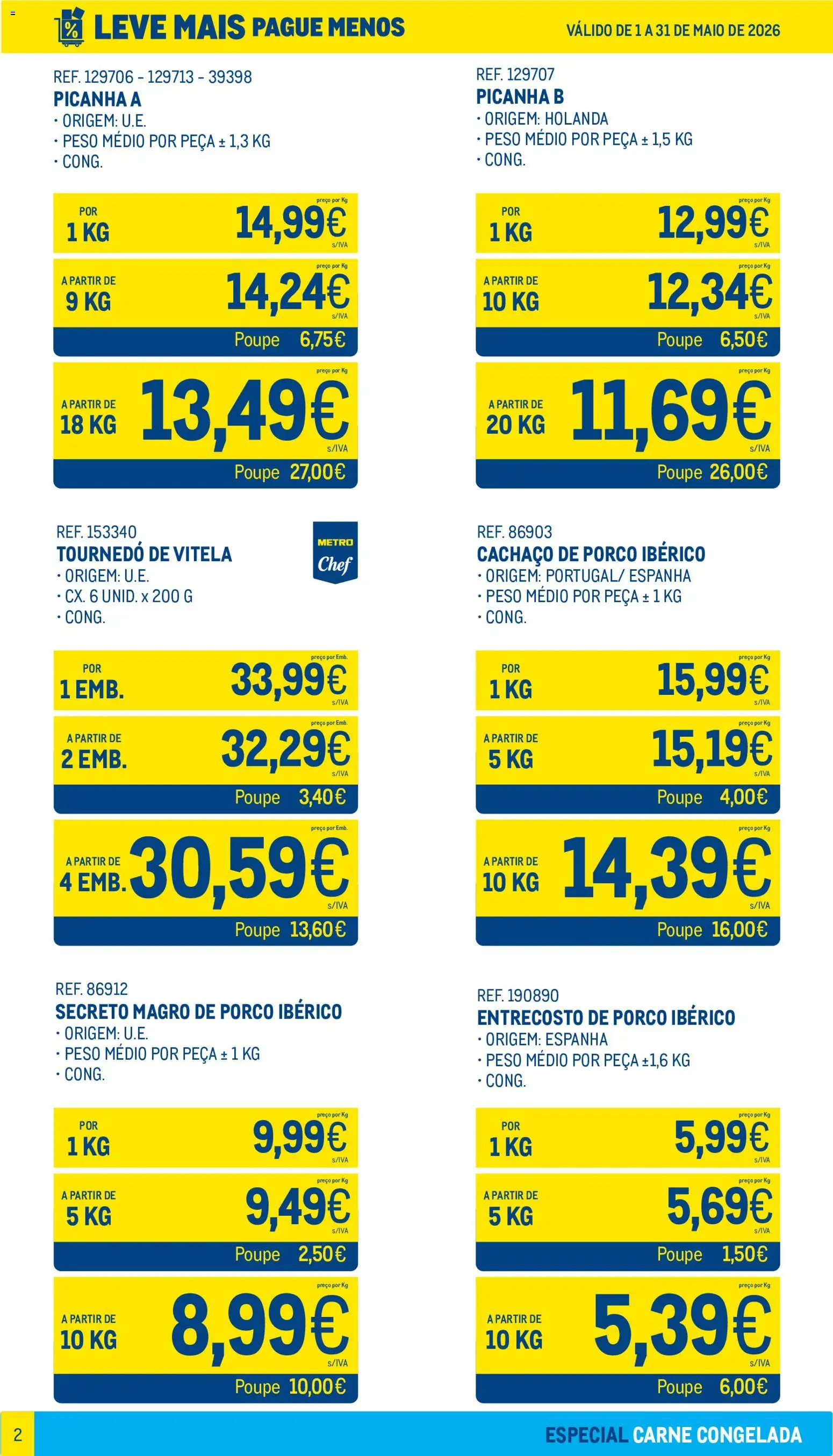 Makro Leve Mais Pague Menos - Carne Congelada │ válido de 01.05.2026 | Página: 2 | Produtos: Vitela, Carne